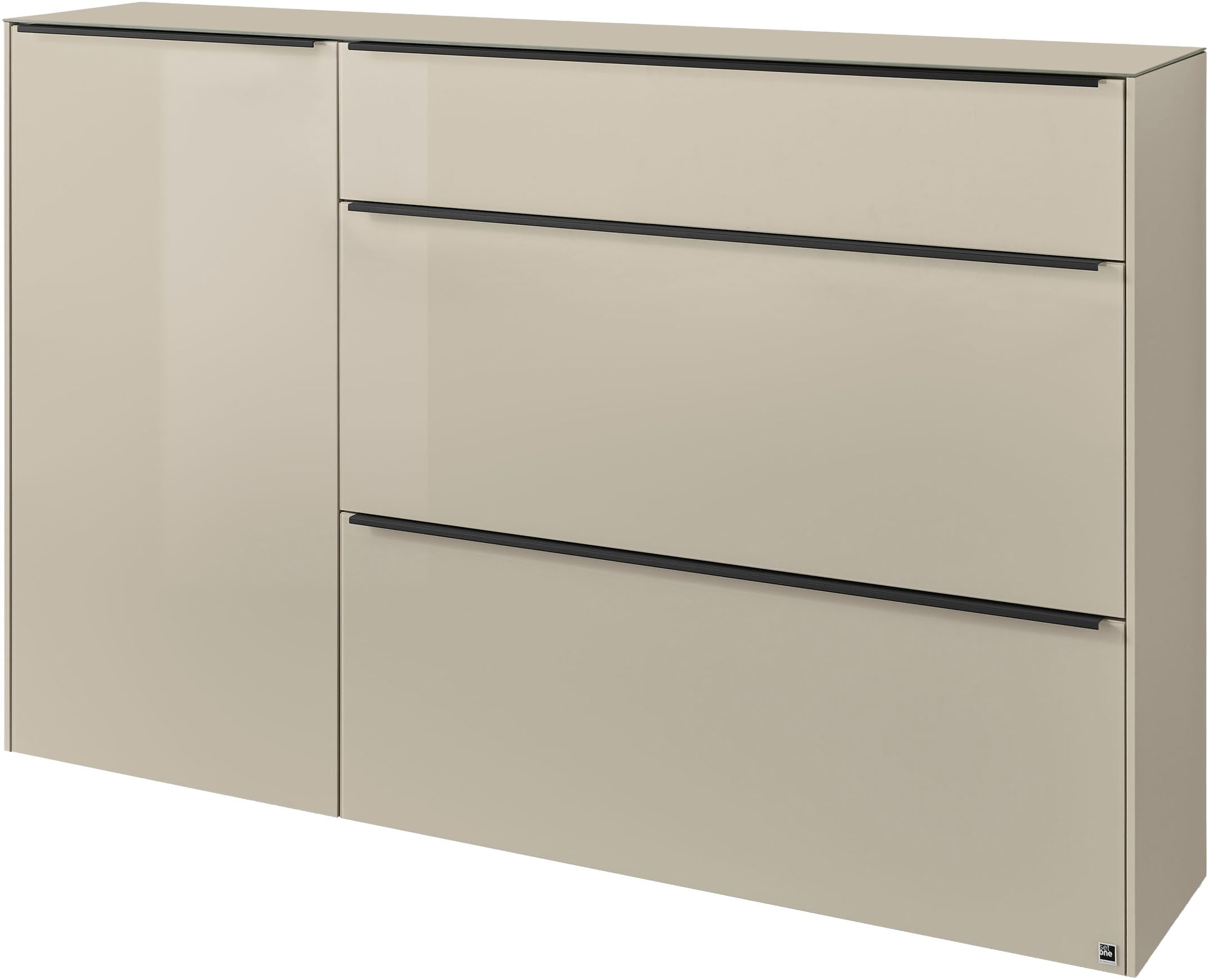 set one by Musterring Sideboard "reno-Dielen" 1 Stk. tlg. 1 Schubkasten, 2 Klappen, 1 Tür, Glasfronten in 2 Farben, 160 x 104 cm