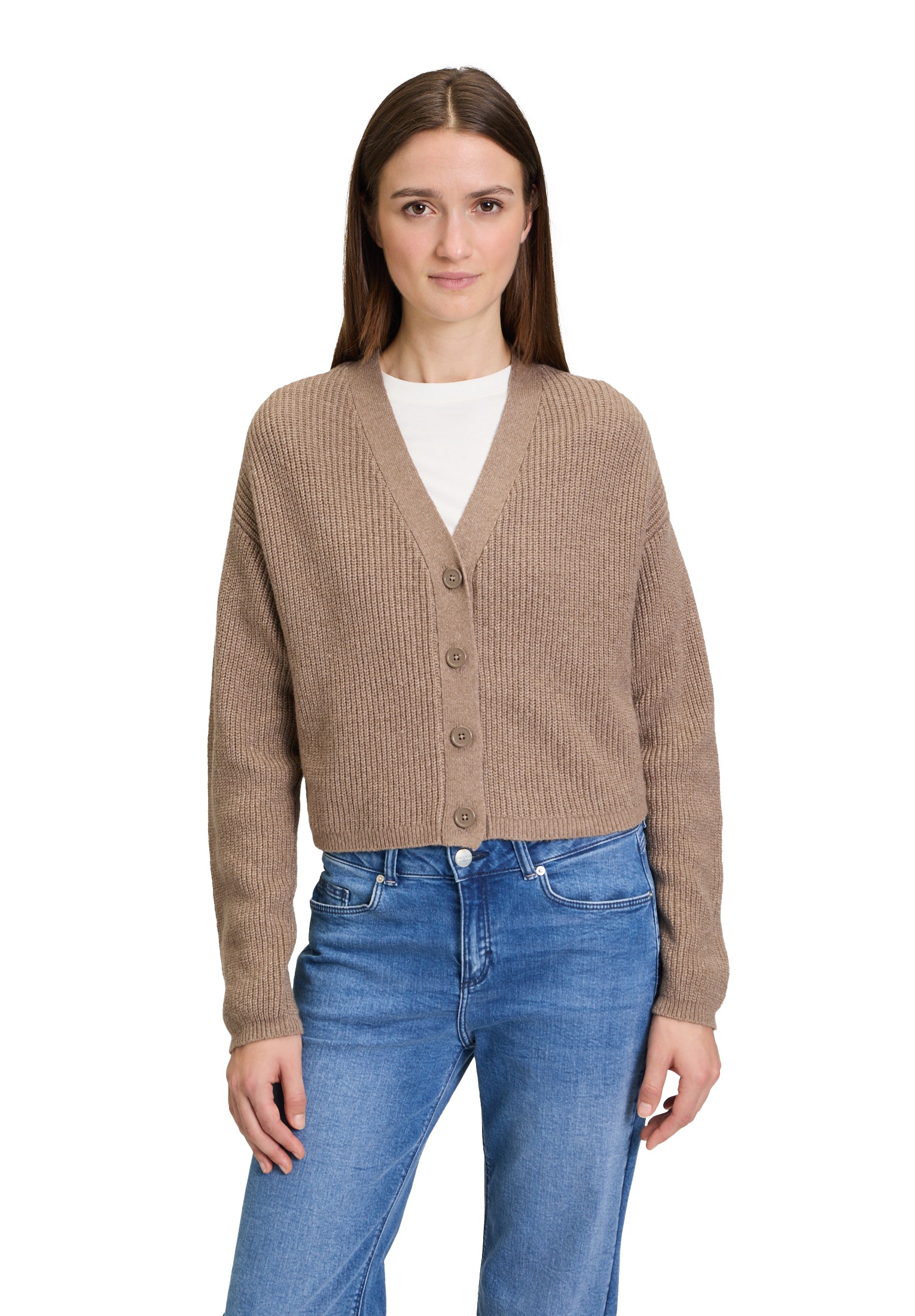 Cartoon Strickjacke "Damen Basic-Strickjacke mit V-Ausschnitt" 1 Stk. tlg. günstig online kaufen