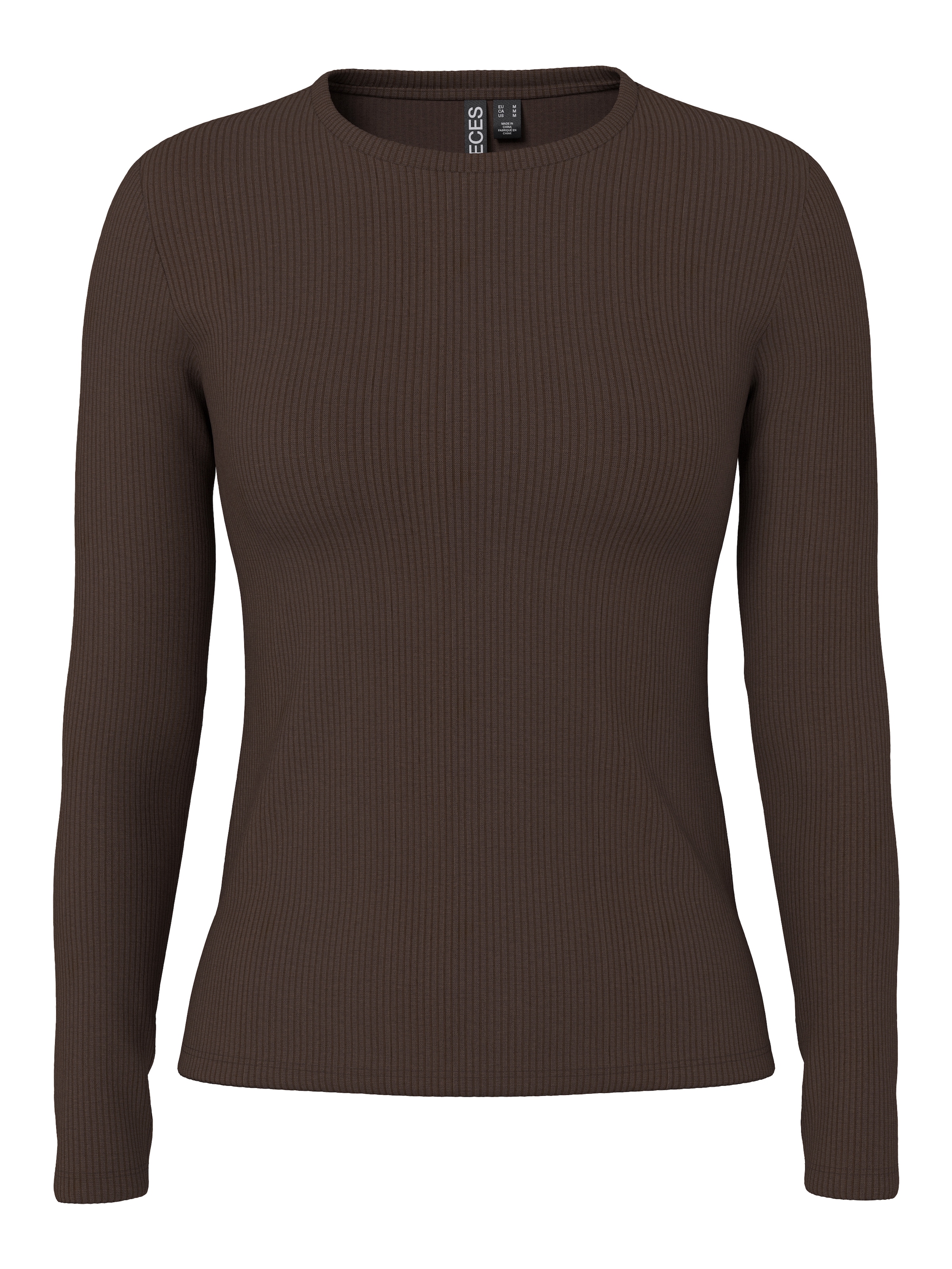 pieces Langarmshirt »PCRUKA LS TOP NOOS BC« Baumwollmischung, slim fit