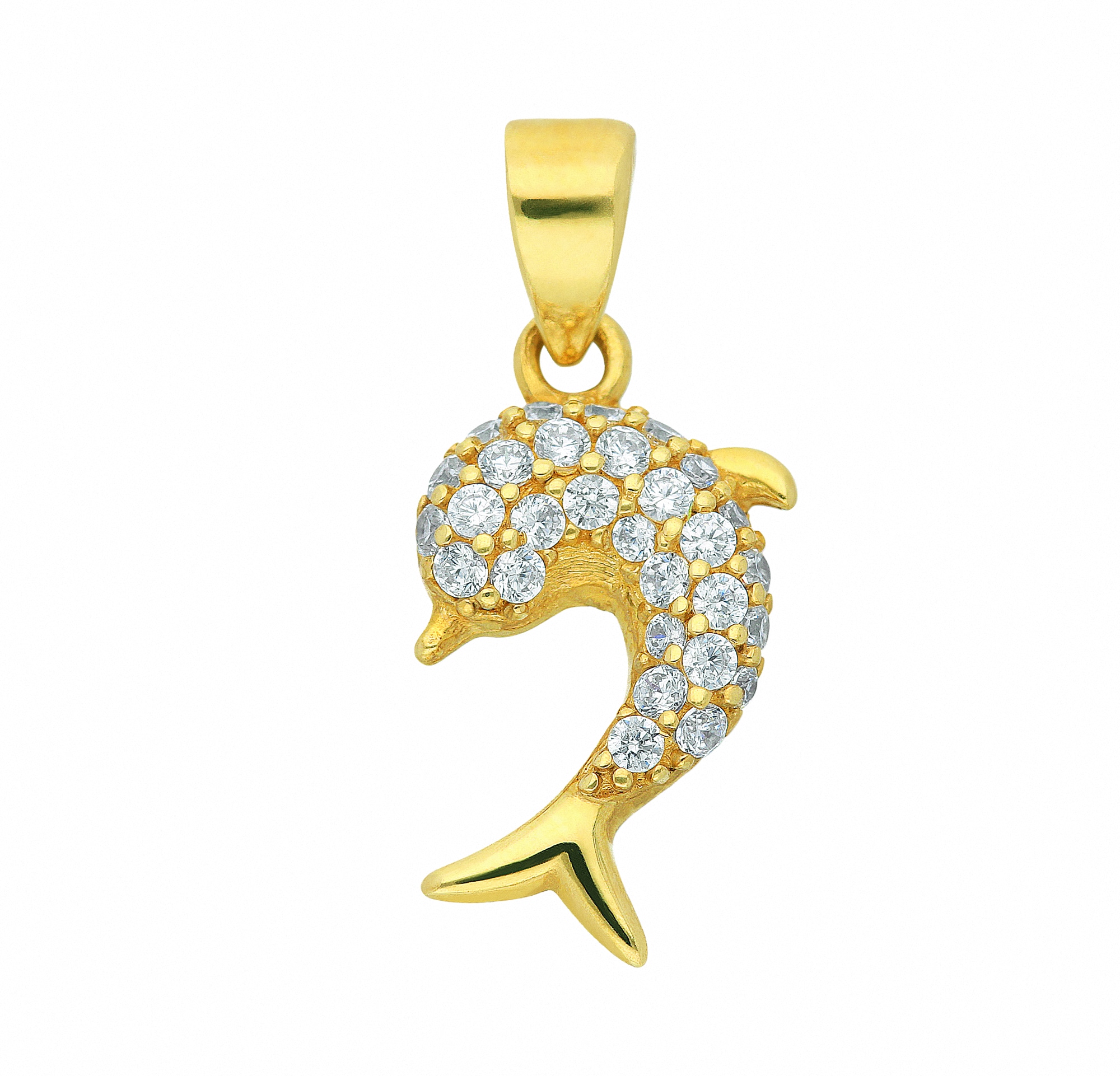 BAUR Anhänger bestellen online Schmuckset Kette Halskette Gold mit Anhänger Delphin Zirkonia«, mit - mit Set Adelia´s »333 |