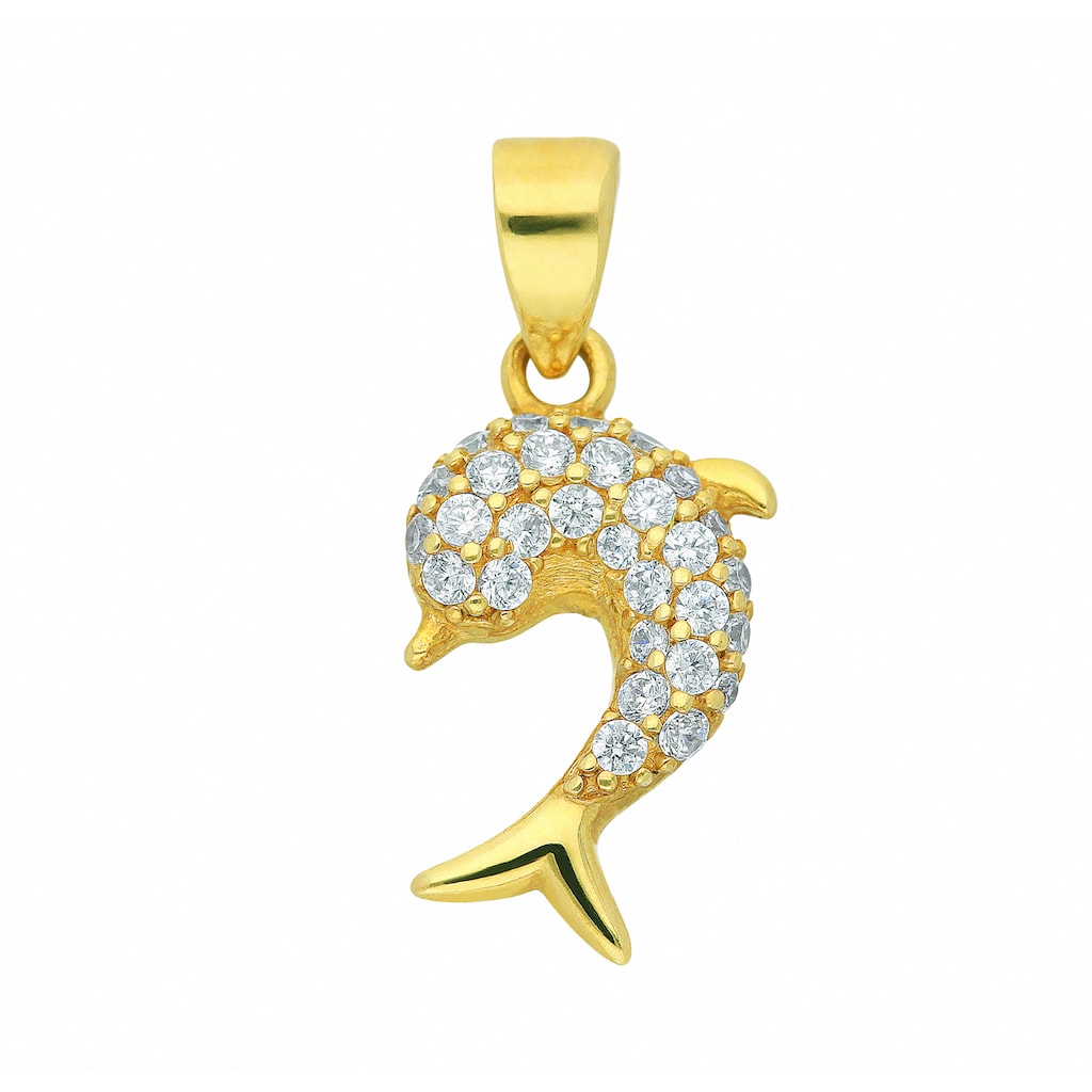 Adelia´s Kettenanhänger »Damen Goldschmuck 333 Gold Anhänger Delphin mit Zirkonia«, 333 Gold Goldschmuck für Damen