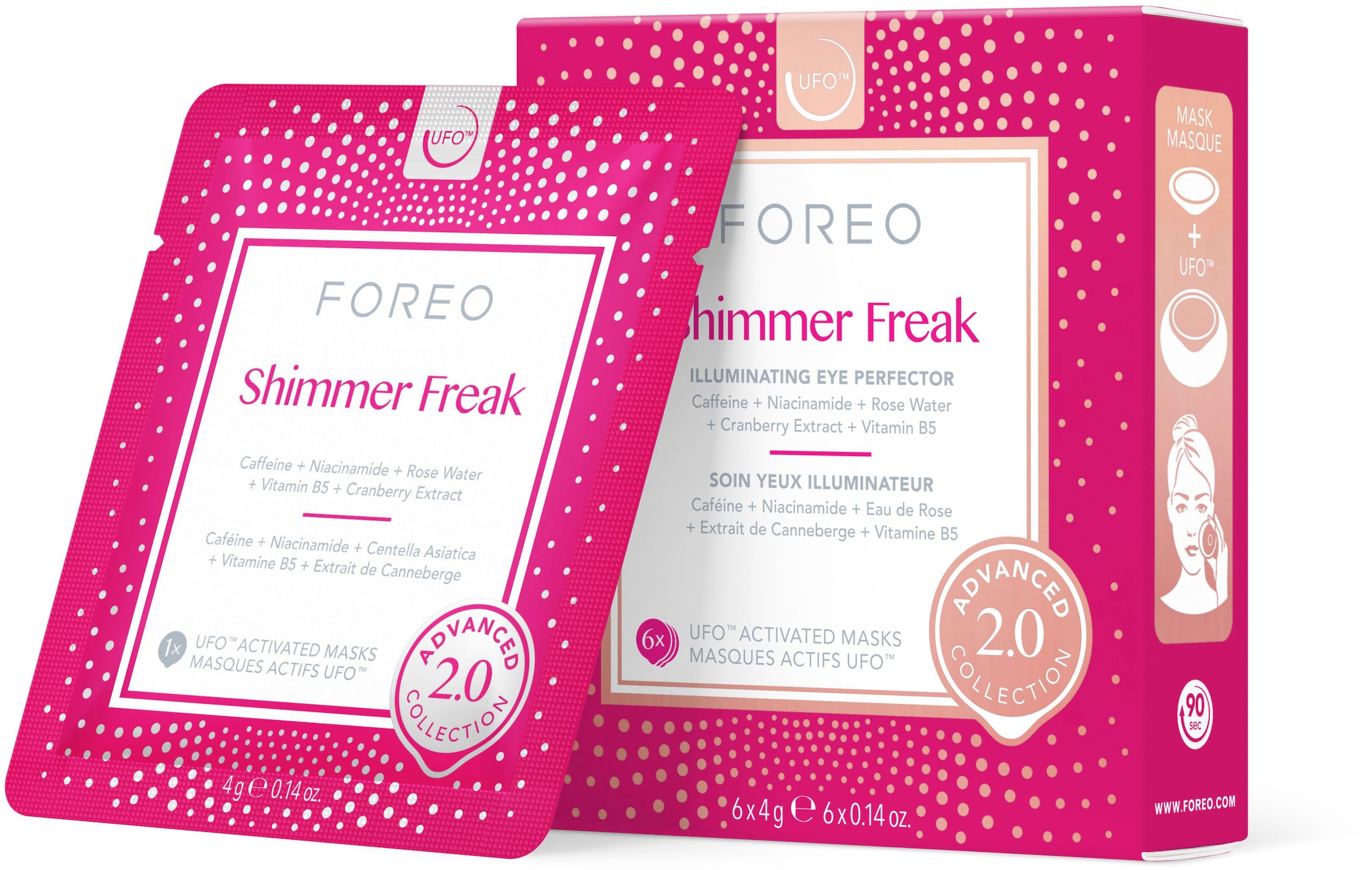 FOREO Gesichtsmaske »UFO™ Mask Shimmer Freak 2.0«, (Packung, 6 tlg.), komptibel mit UFO™ & UFO™ mini