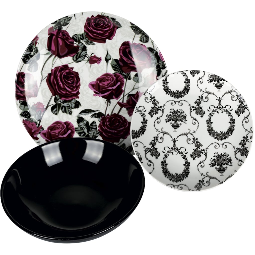 Villa d'Este Tafelservice »Geschirr-Set, Service Rose Baroque«, (Set, 18 tlg.)