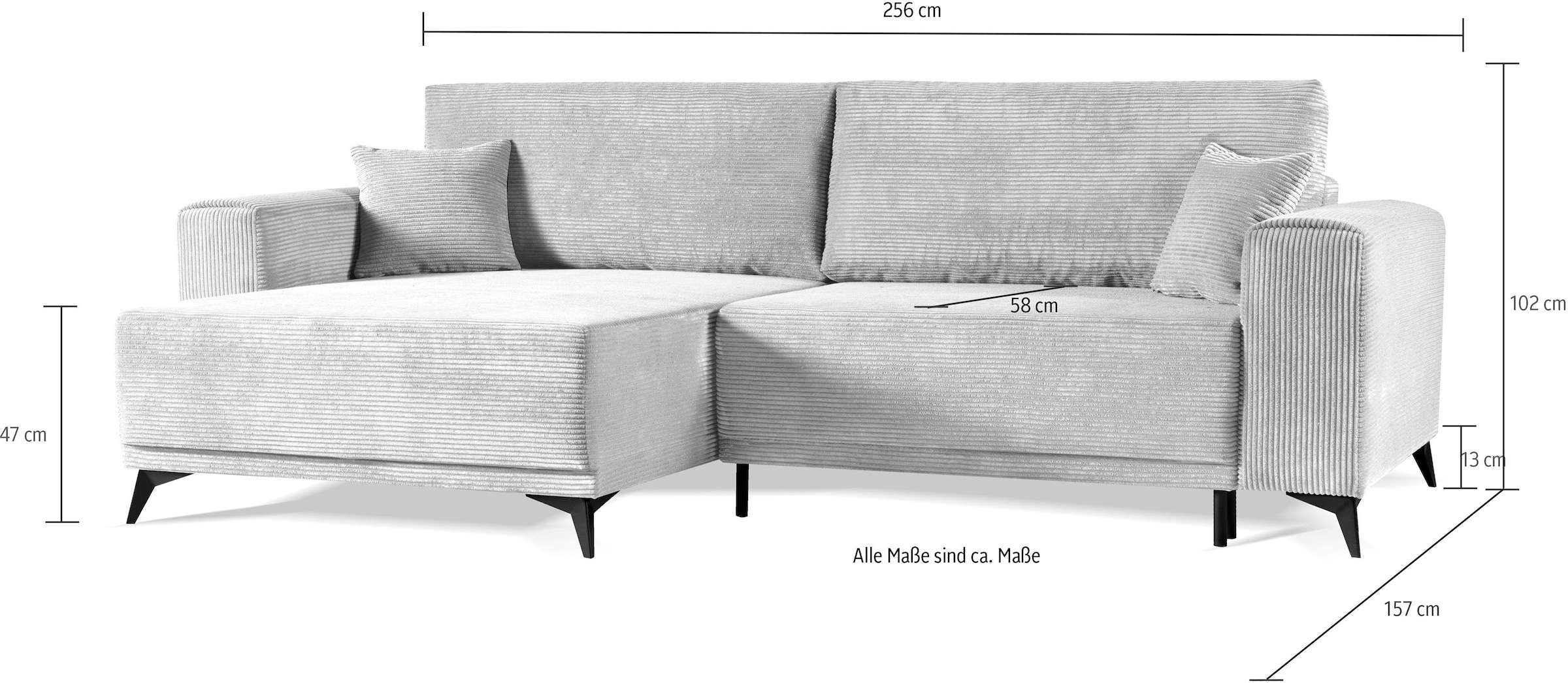 WERK2 Ecksofa »Scandic«, Moderne Eckcouch in Cord, Sofa mit Schlaffunktion &  Bettkasten | BAUR