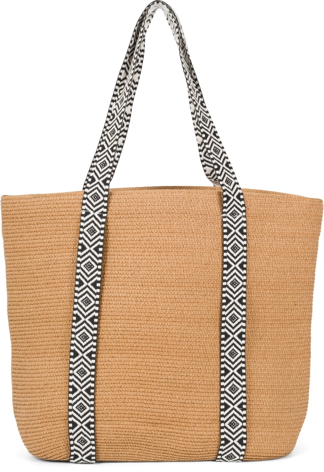 styleBREAKER Strandtasche "Papierstroh Strandtasche Azteken Muster"