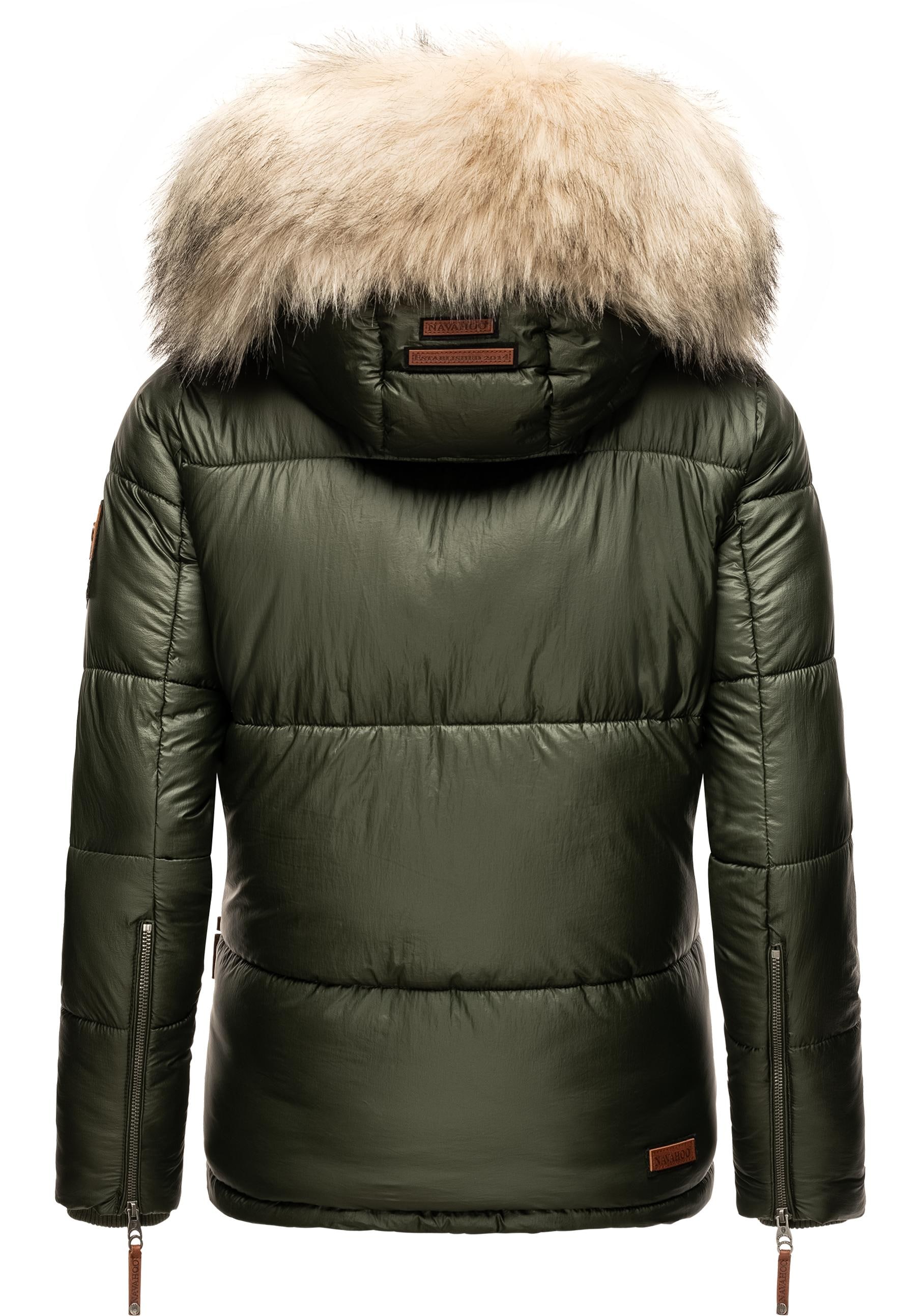 Navahoo Winterjacke »Tikunaa«, mit Kapuze, warm gefütterte Damen Steppjacke mit Kunstfellkapuze
