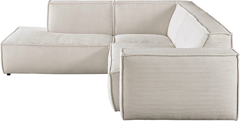 3C Candy Ecksofa »Matteo in elegant, kubischer Formensprache, bequem, L-Form«, mit auffälliger Kedernaht, Cord-Bezug, Lounge-Charakter