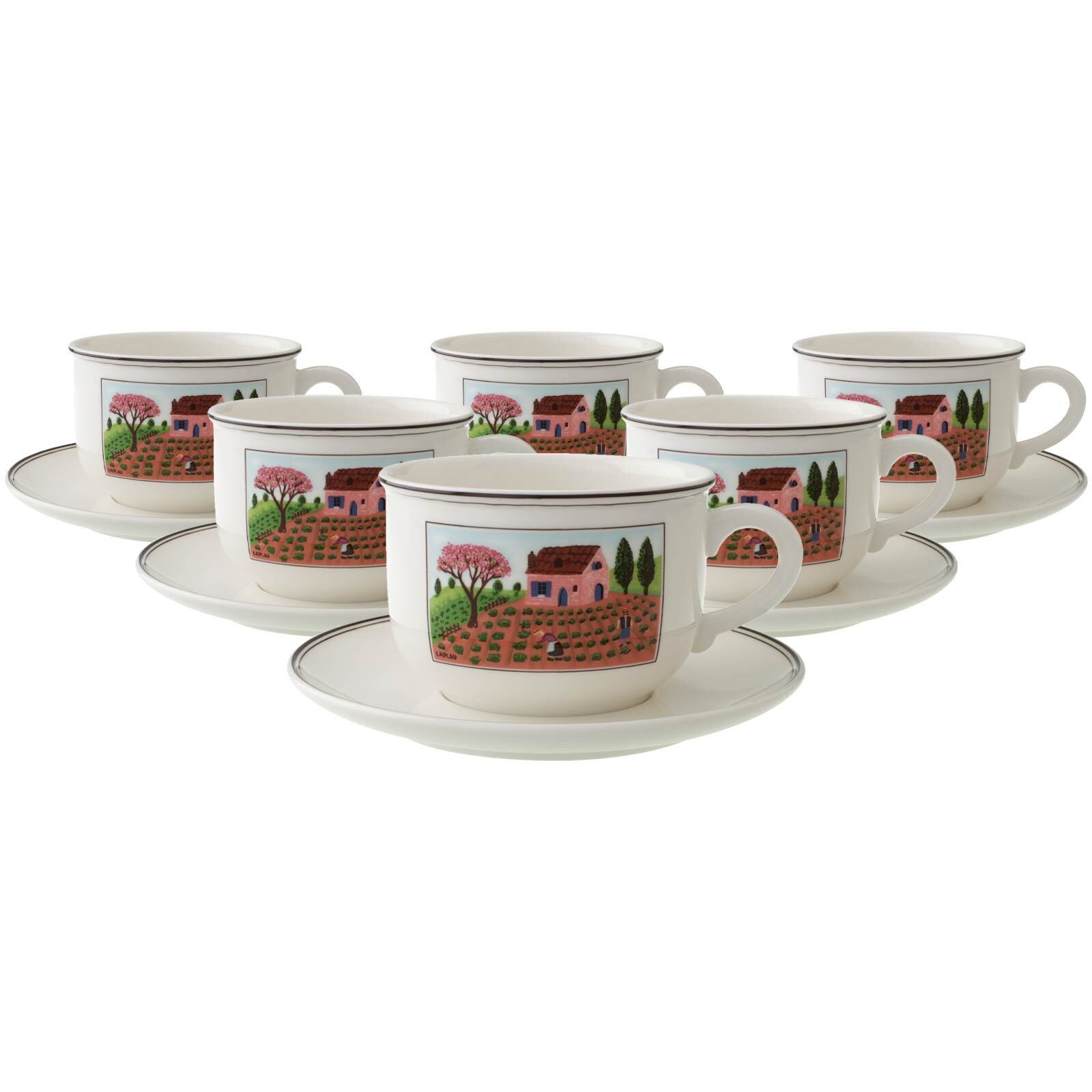 Villeroy & Boch Tasse "Teetassen mit Untertassen Design Naif 250 ml 6er Set bunt"
