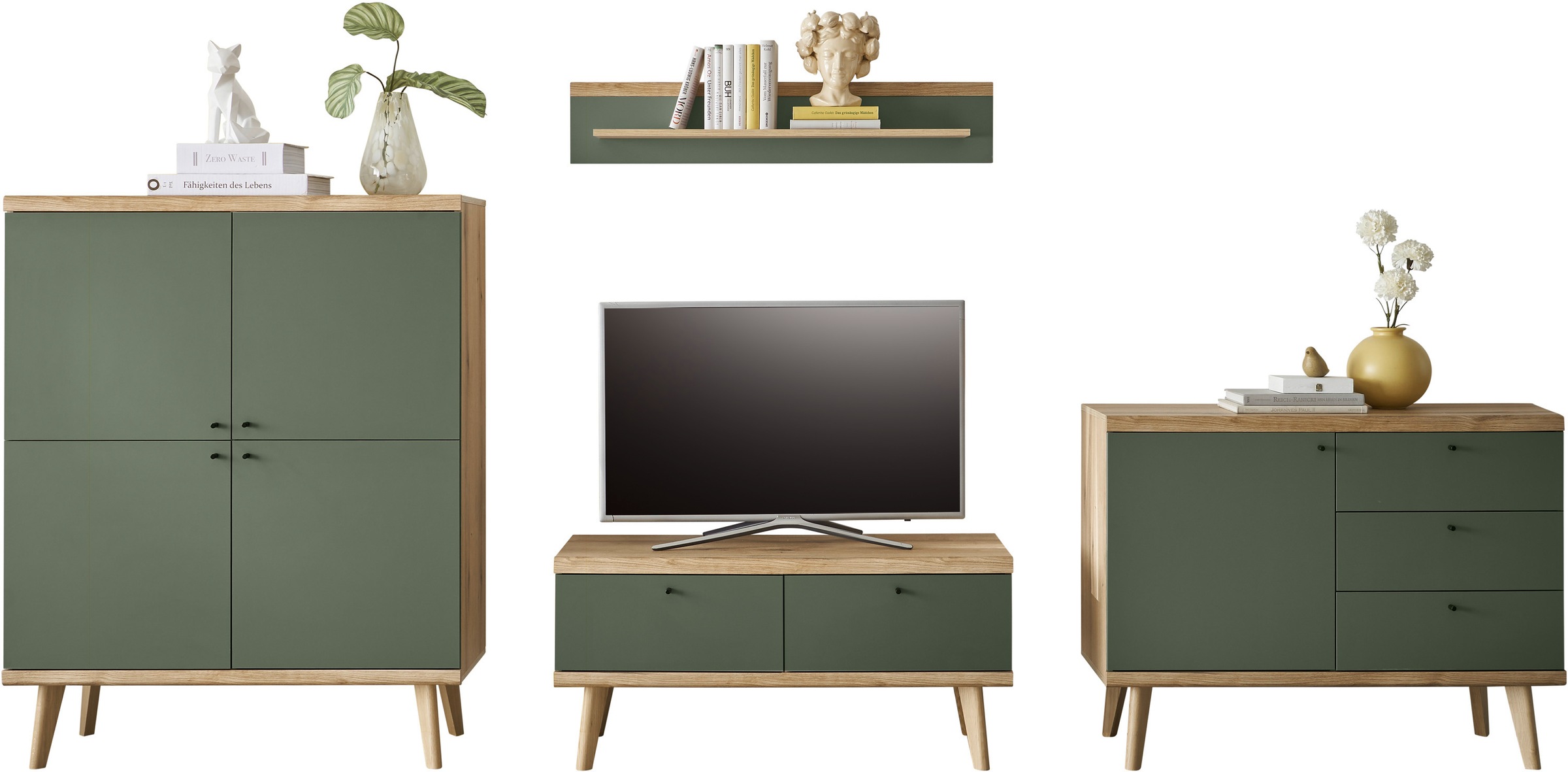INOSIGN Wohnwand "MAVAS" Set, 4 Stk. tlg. in moderner Trendfarbe, Griffe au günstig online kaufen