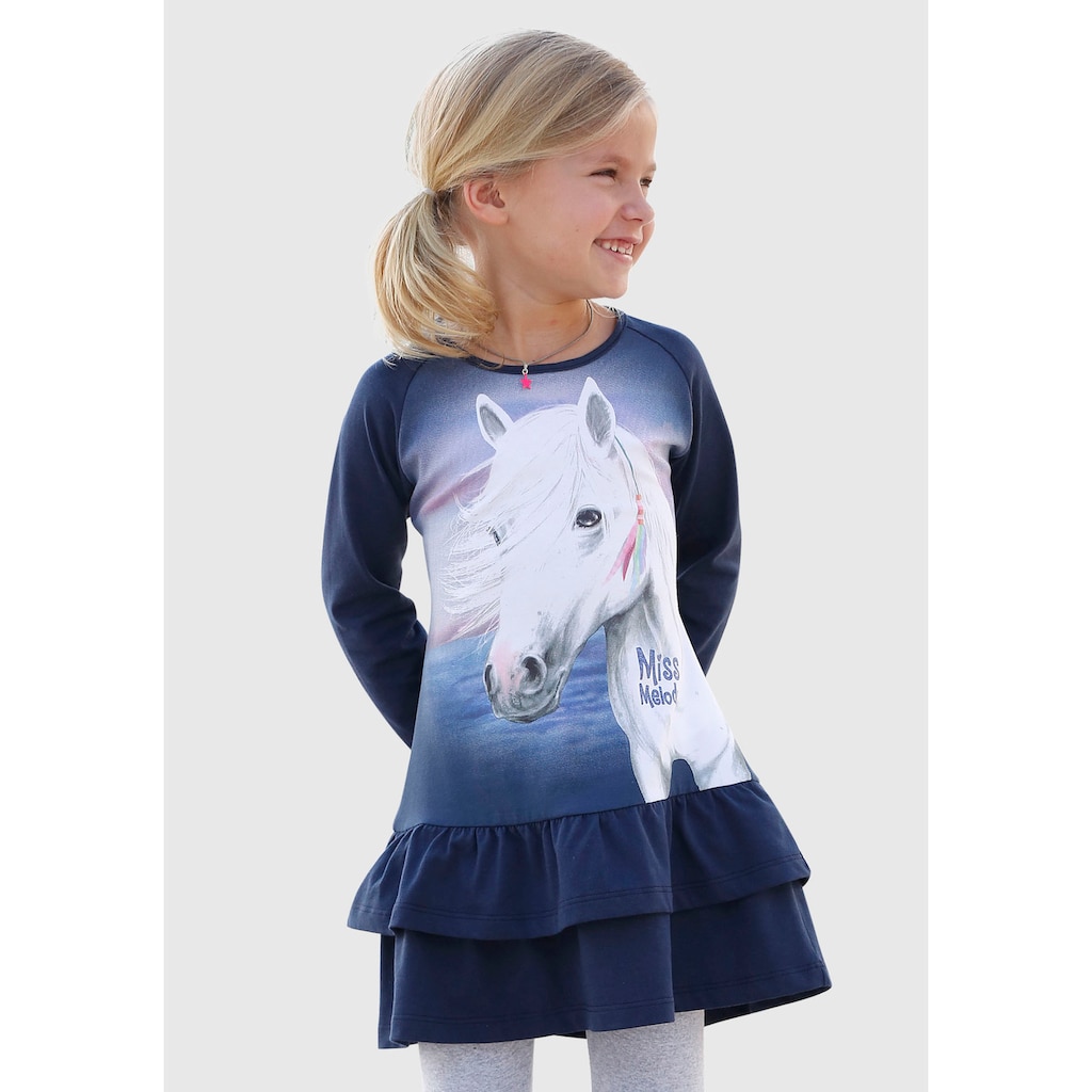 Miss Melody Jerseykleid, toller Frontdruck mit Glitzereffekt