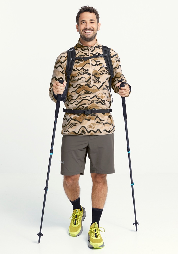 Fleecepullover JACK WOLFSKIN "PAW ERA 100 PRINT HZ M", Herren, Gr. XXL (58), mountain paw, Obermaterial: 100% Polyester, normal, Rundhals, Sweatshirts Fleecepullover 4