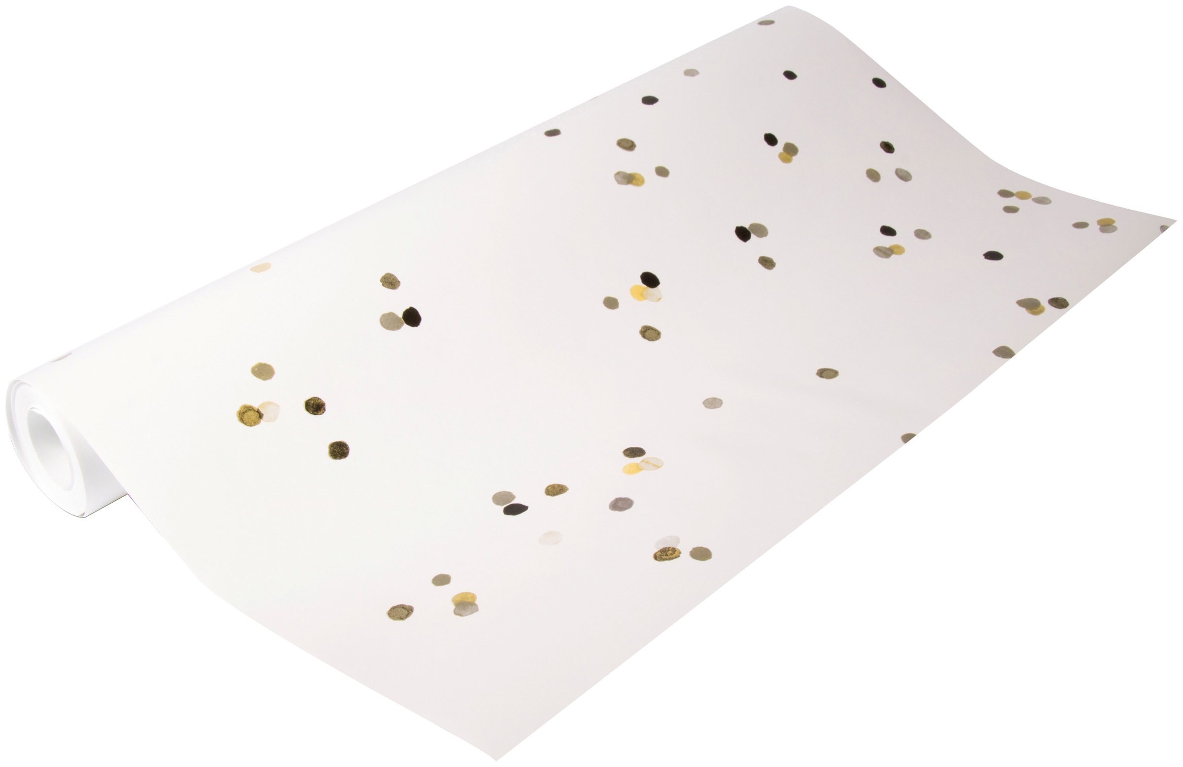 vtwonen Vliestapete »Punkte/Confetti«, 3D-Optik, Weiß/Schwarz/Gold - 10m x 52cm