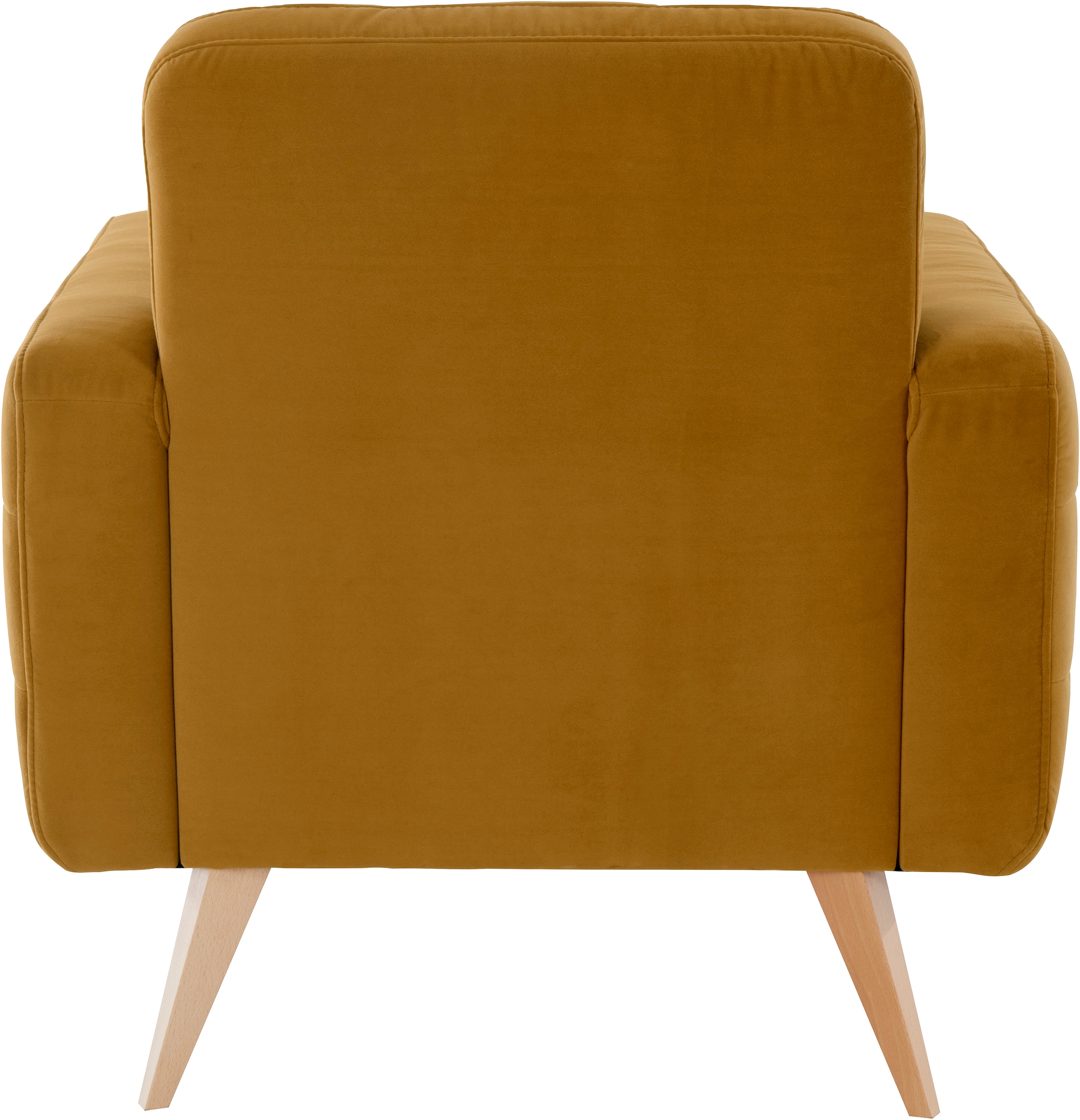 exxpo - sofa fashion Sessel »Nappa, Loungesessel, aktuelle Rückensteppung, bequem und modern«, hoher Holzfuß