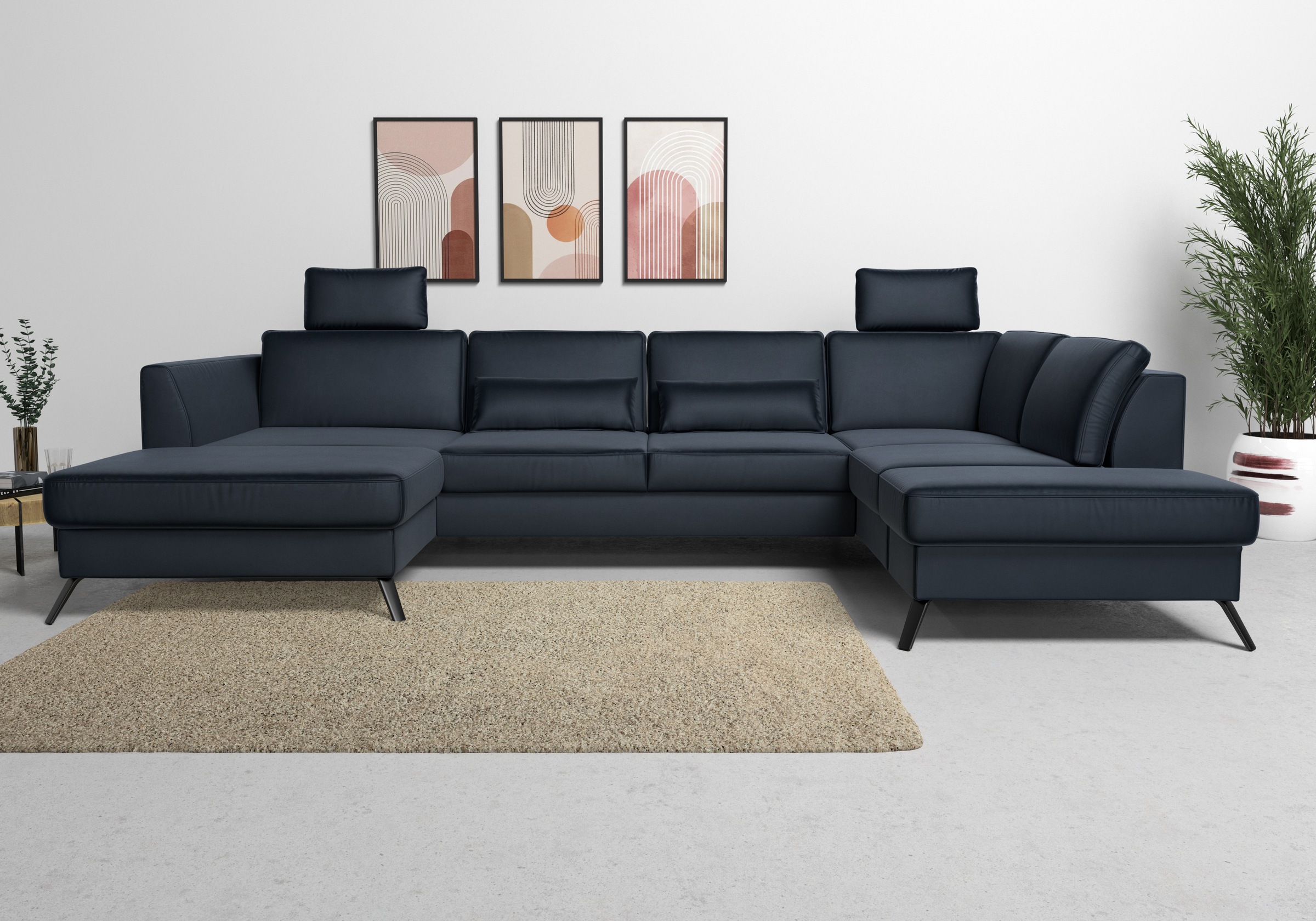 sit&more Wohnlandschaft "Olsen U-Form" inklusive Sitztiefenverstellung, optional Schlaffunktion, 15cm hoch