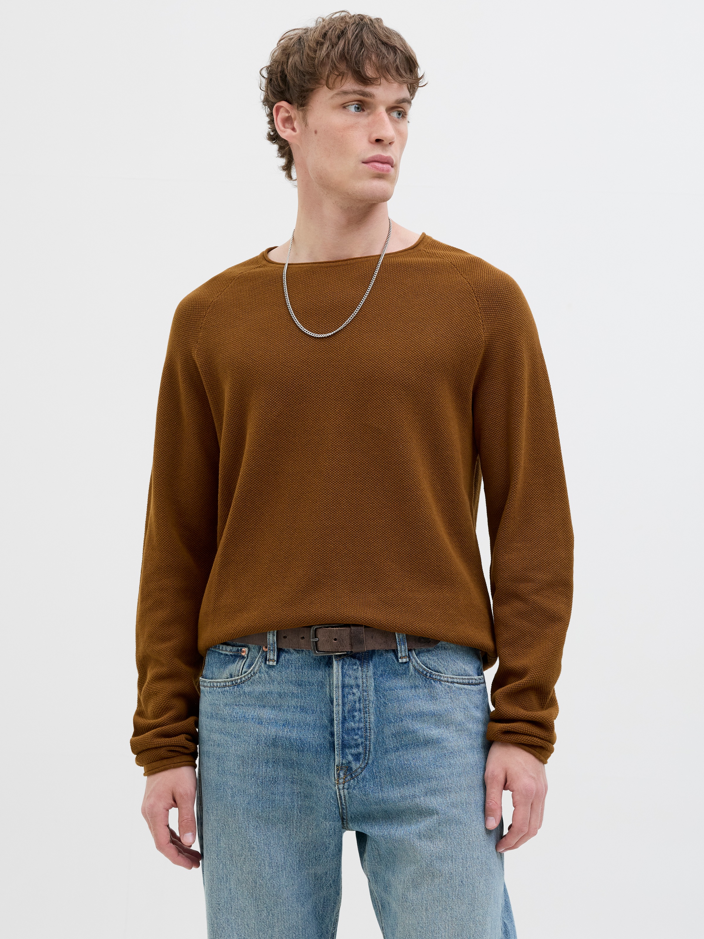Jack & Jones Rundhalspullover "JJEHILL KNIT CREW NECK NOOS" mit Strukturstr günstig online kaufen
