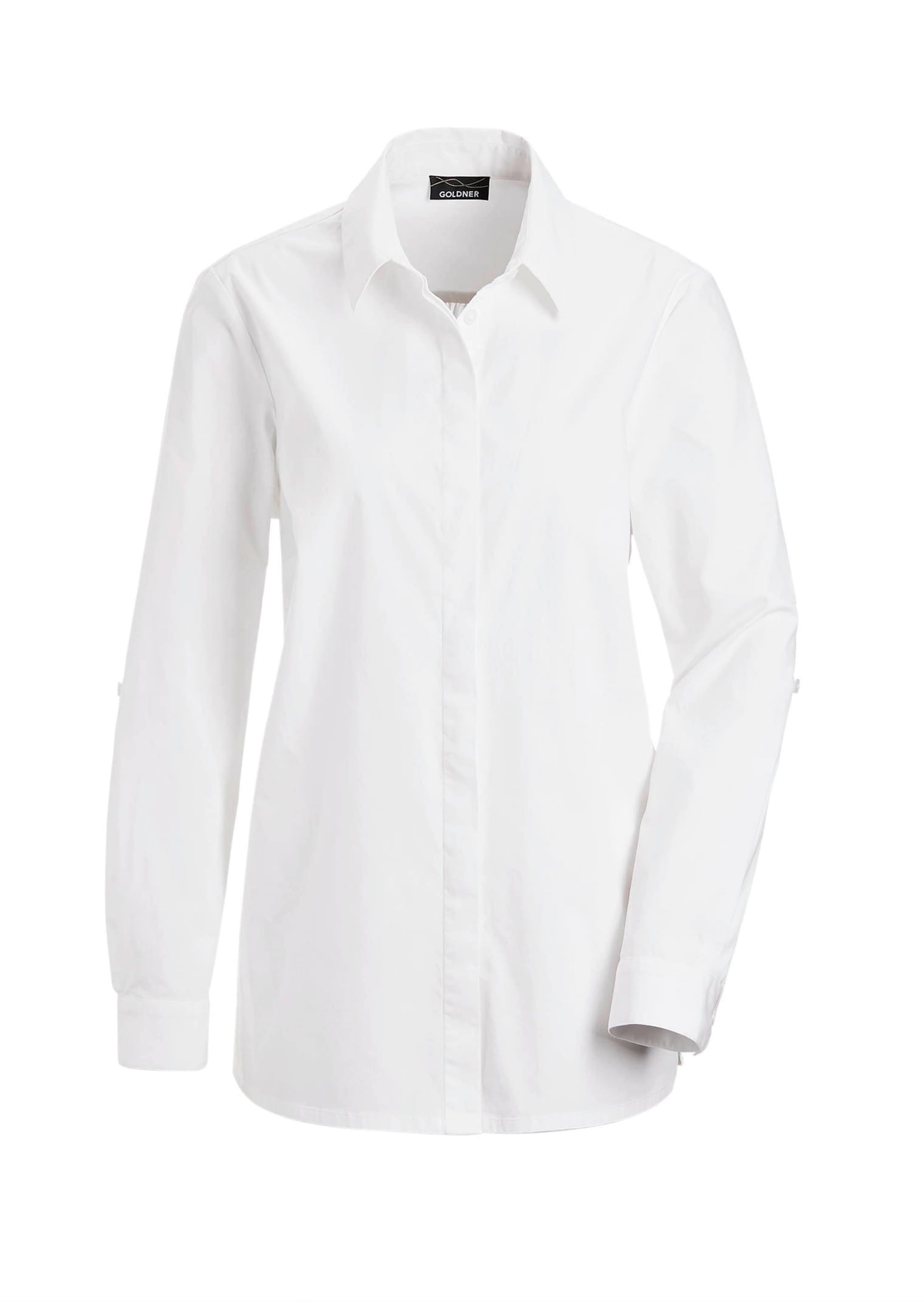GOLDNER Hemdbluse "Weiße Damenbluse im längeren Schnitt" günstig online kaufen