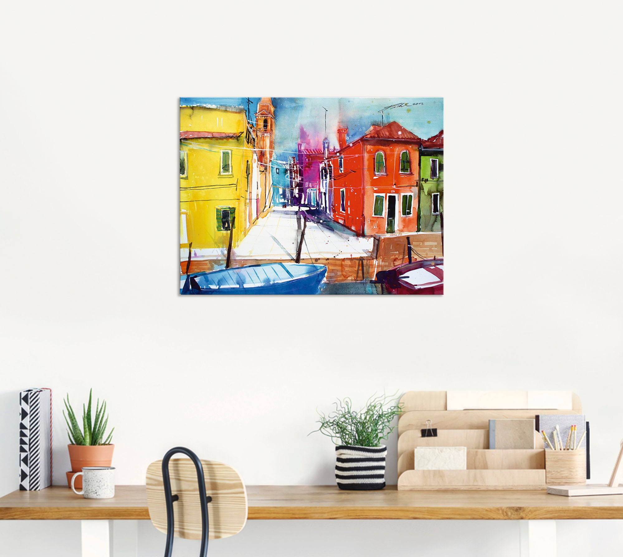 Artland Leinwandbild »Venedig, Burano, Fondamenta del Pizzo«, Italien, (1 St.), auf Keilrahmen gespannt