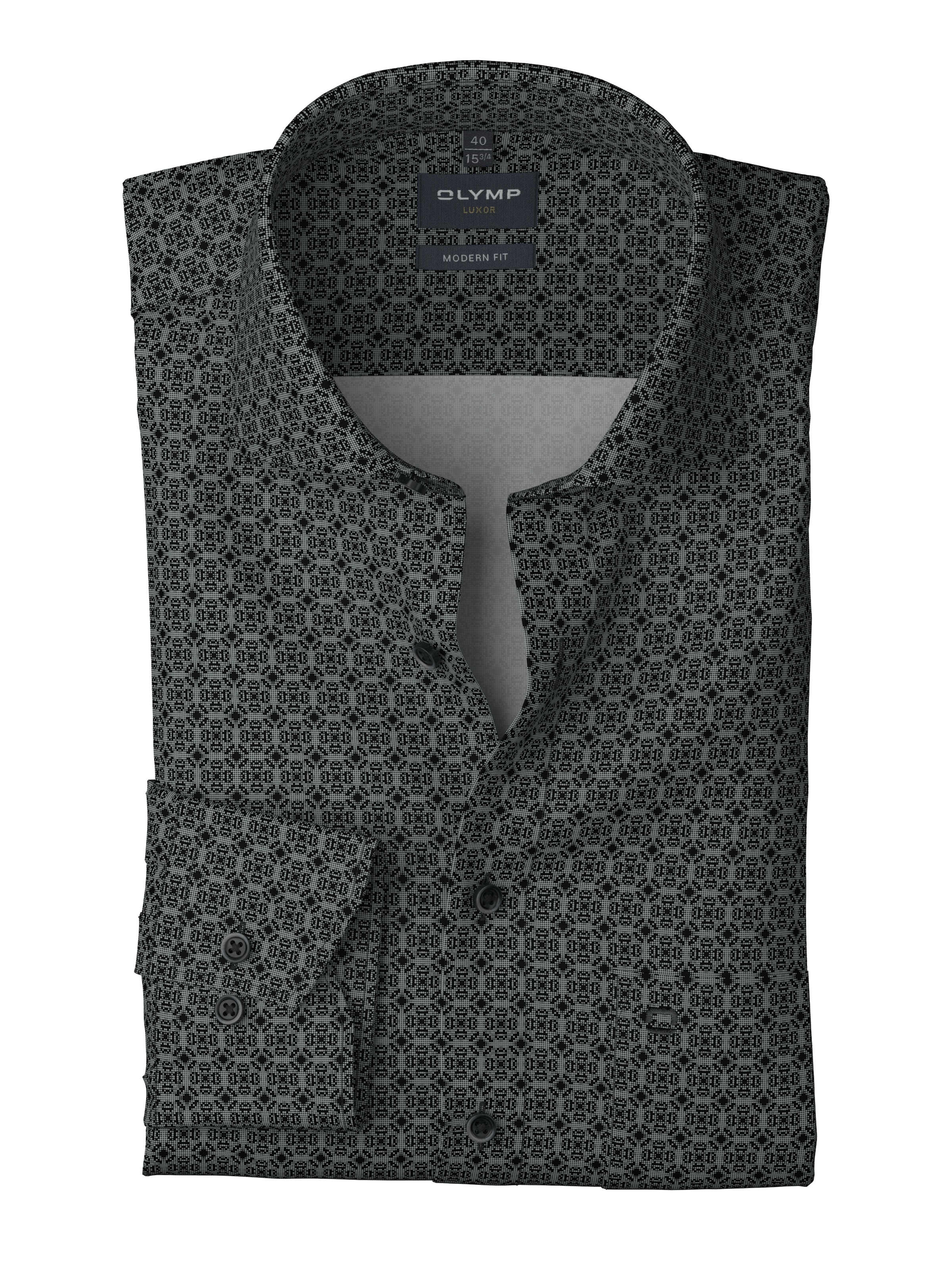 OLYMP Langarmhemd »Luxor modern fit«, Royal-Kentkragen, Businesshemd, modern fit, gemustert