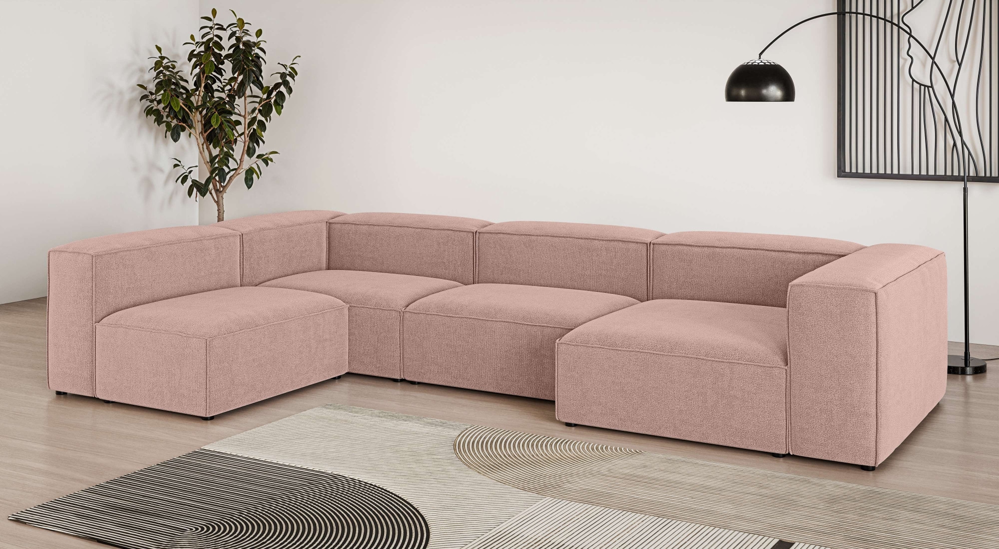 INOSIGN Wohnlandschaft "HAILY U-Form mit Ottomane links/rechts, Maße B/T/H: günstig online kaufen
