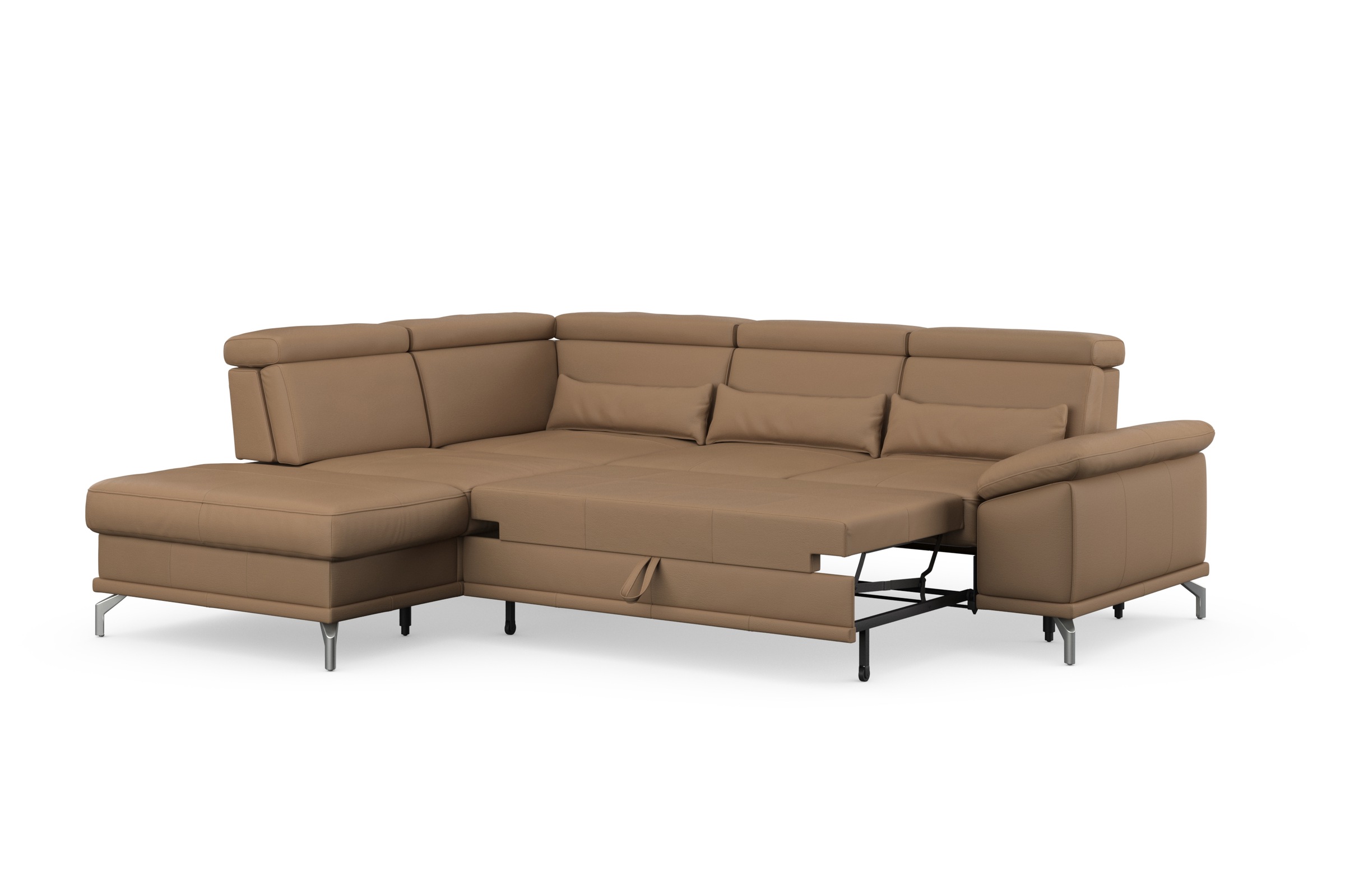 sit&more Ecksofa »Cabrio L-Form, mit Sitztiefenverstellung, Arm- und Kopfteilverstellung«, 3 Nierenkissen, Federkern, optional Bettfunktion und Stauraum
