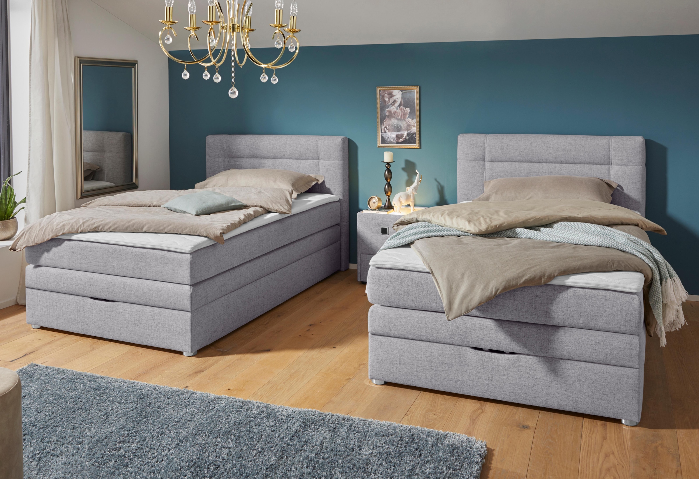Jockenhöfer Gruppe Boxspringbett »Carmen«, mit Bettkasten und Topper, erhältlich in 120 & 140cm Breite