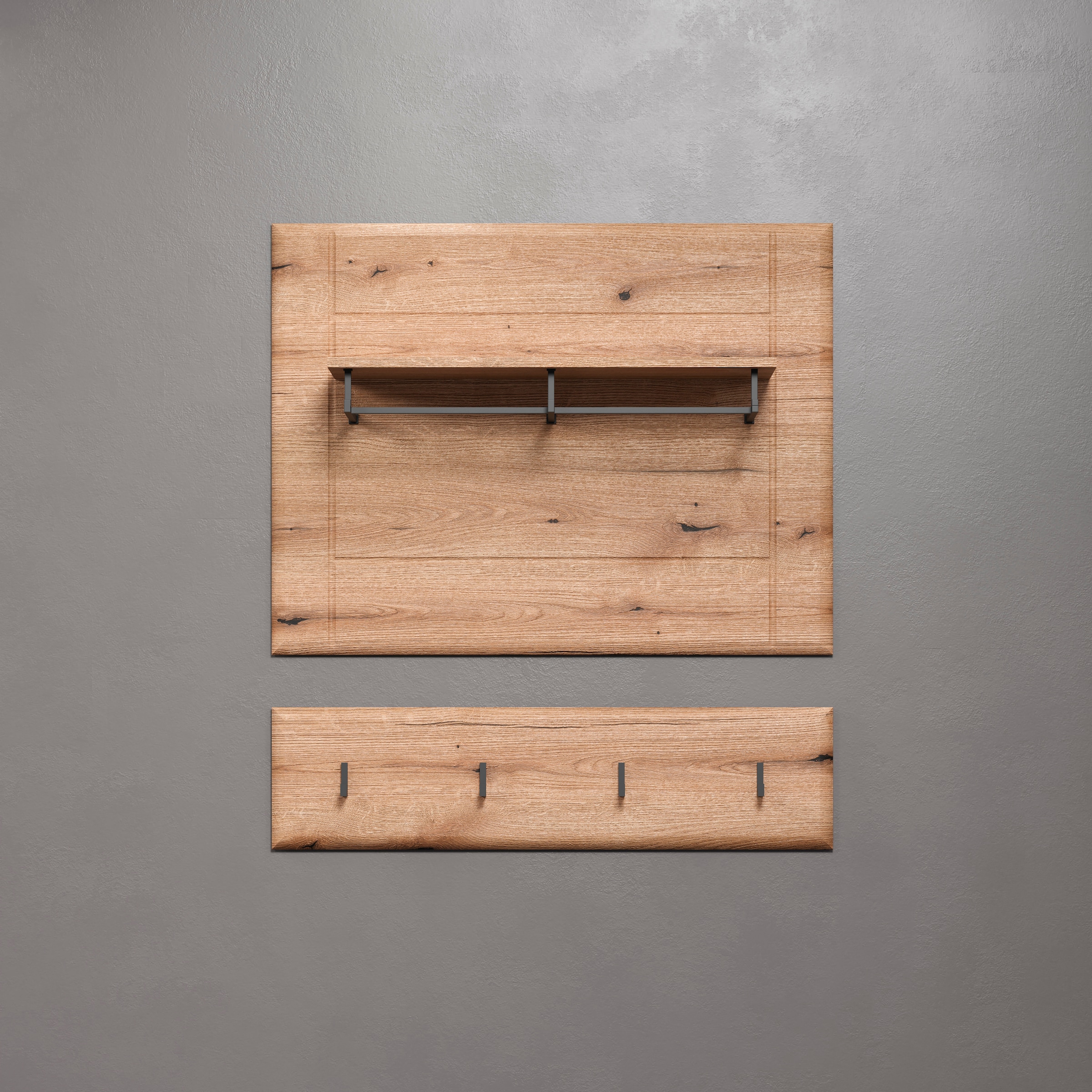 INOSIGN Wandboard »Graz«, (Packung, 1 St.), Maße (B/H/T in cm): (91/80/2) - Farbe: Weiß Hochglanz und Eiche