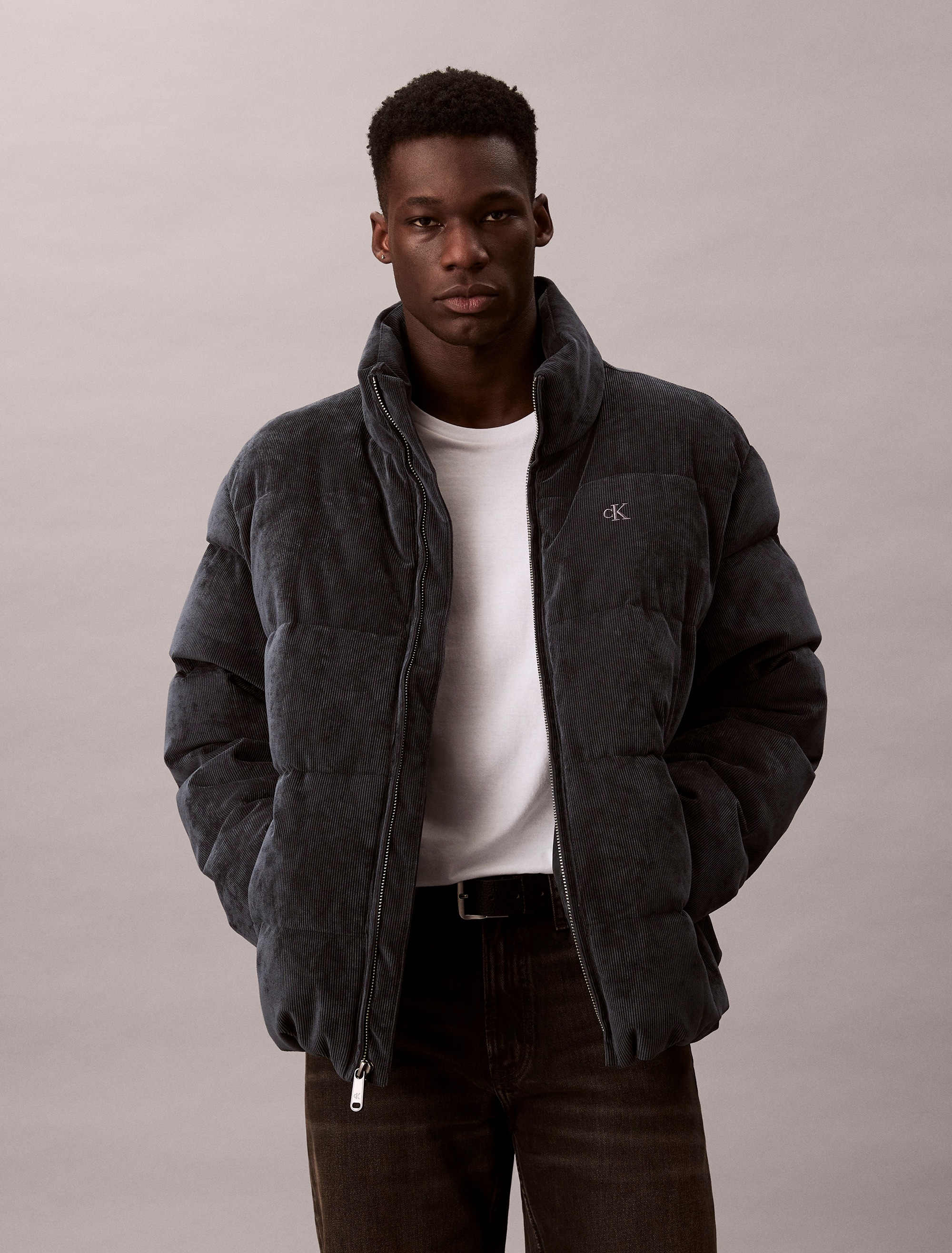 Calvin Klein Jeans Cordjacke "LS CORDUROY MID WT PUFFER JACKET" ohne Kapuze günstig online kaufen