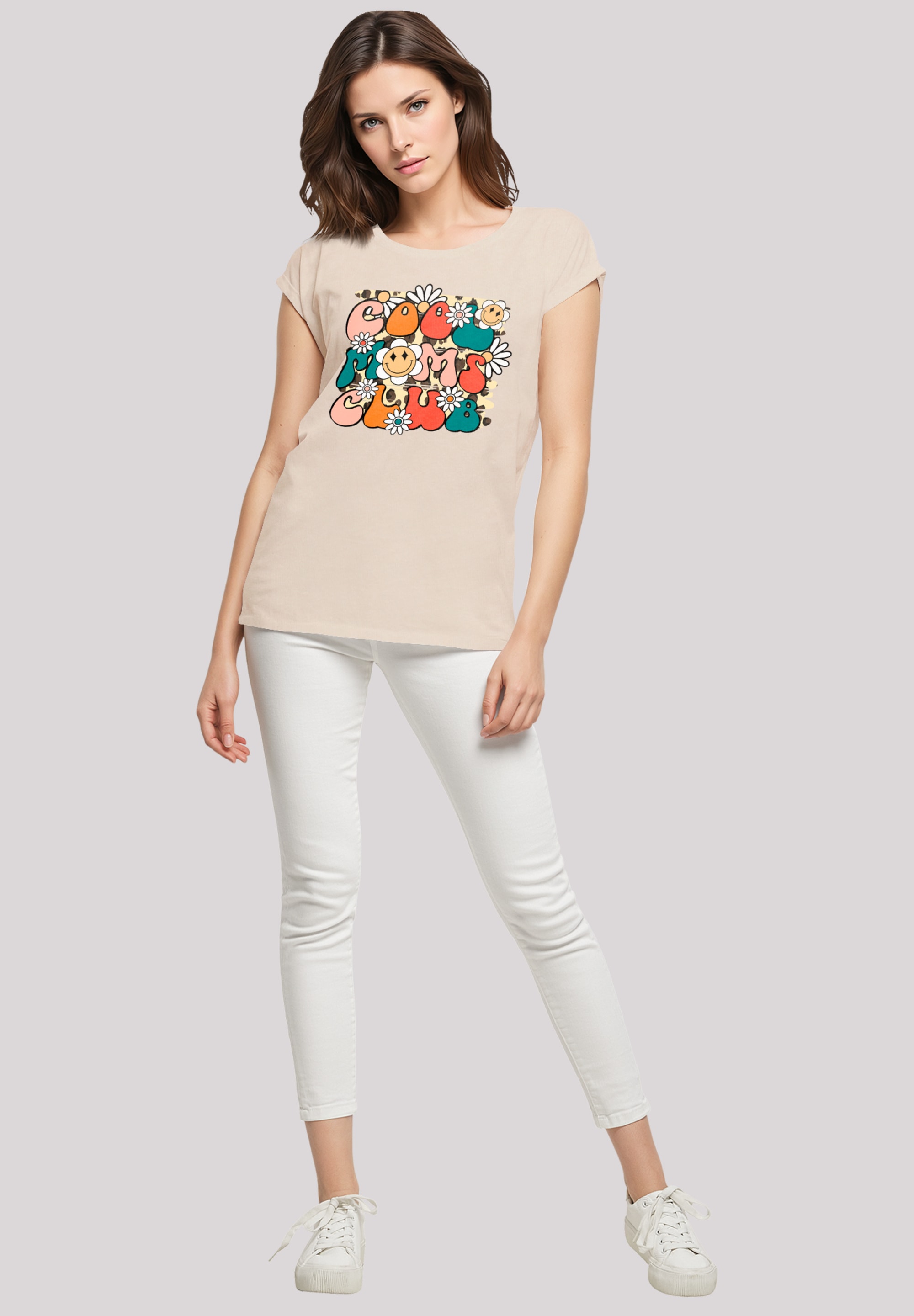 F4NT4STIC T-Shirt »Mothers Day Cool Moms Club Retro Typography Floral Design«, Premium Qualität