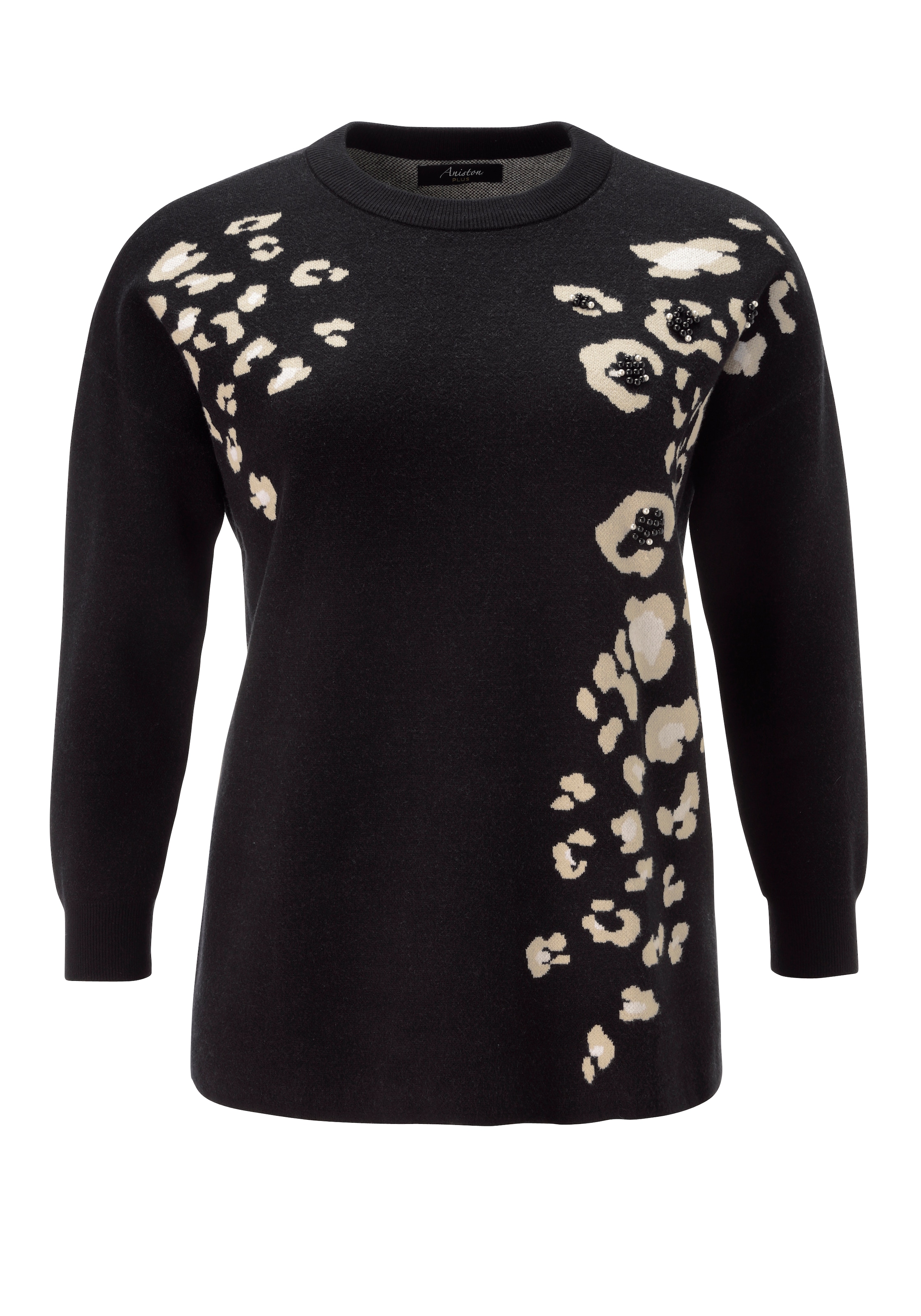 Aniston PLUS Strickpullover mit Animal-Deatils und Perlen