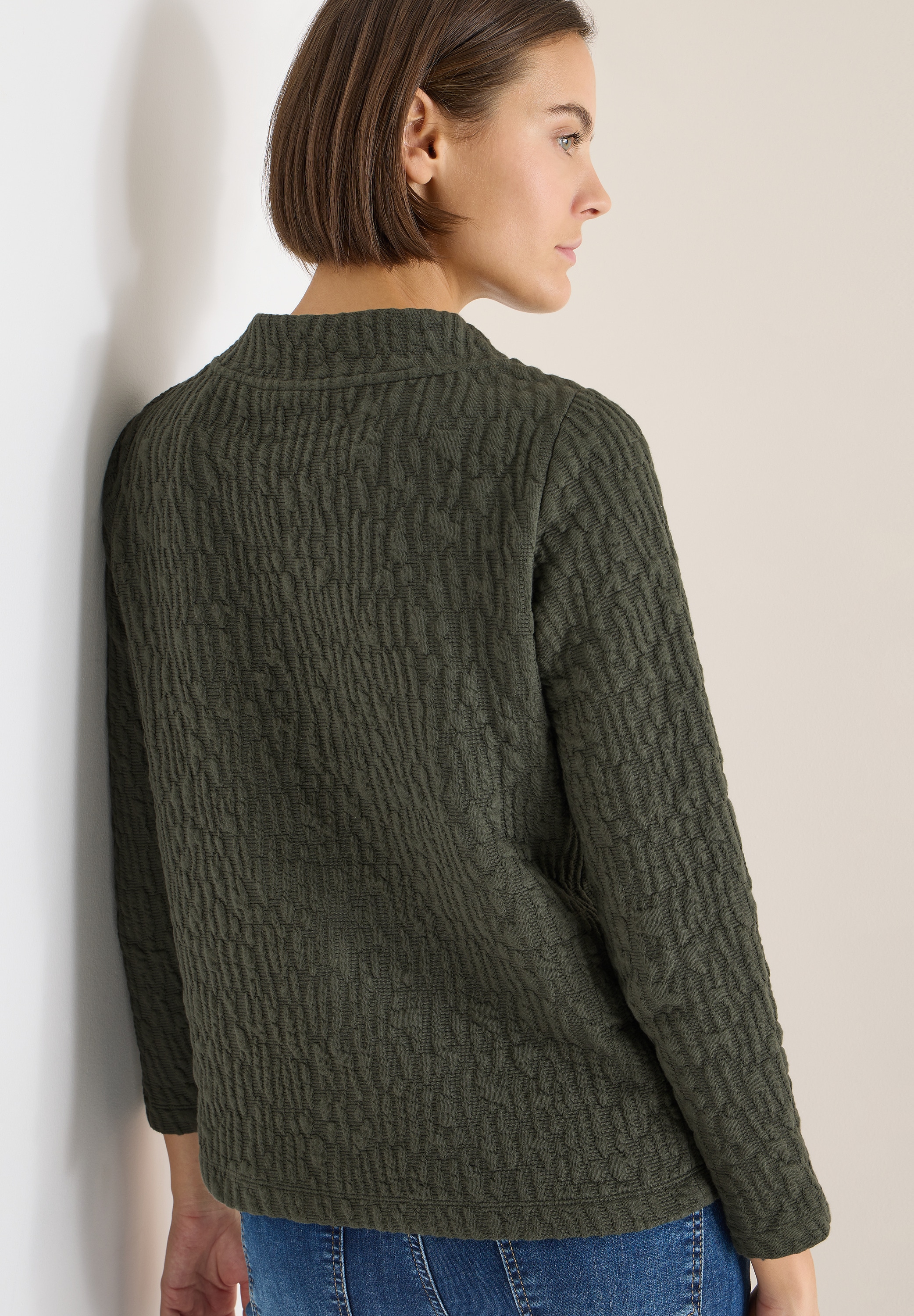 Cecil Sweater , Jacquard Funnel Neck mit Strukturmuster
