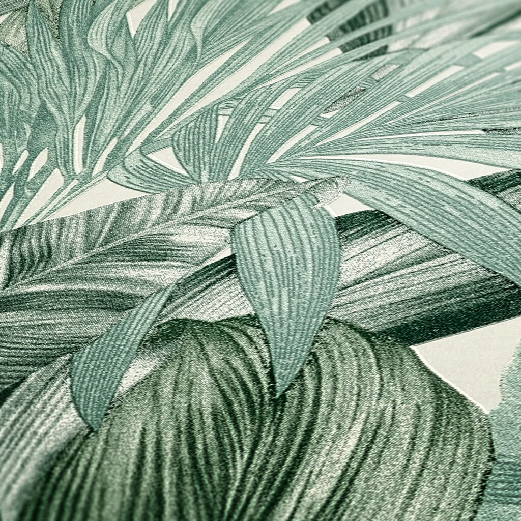 A.S. Création Vliestapete »Attractive 2 Dschungeltapete«, matt, Palmentapete Dschungeltapete leicht strukturiert Grün Weiß