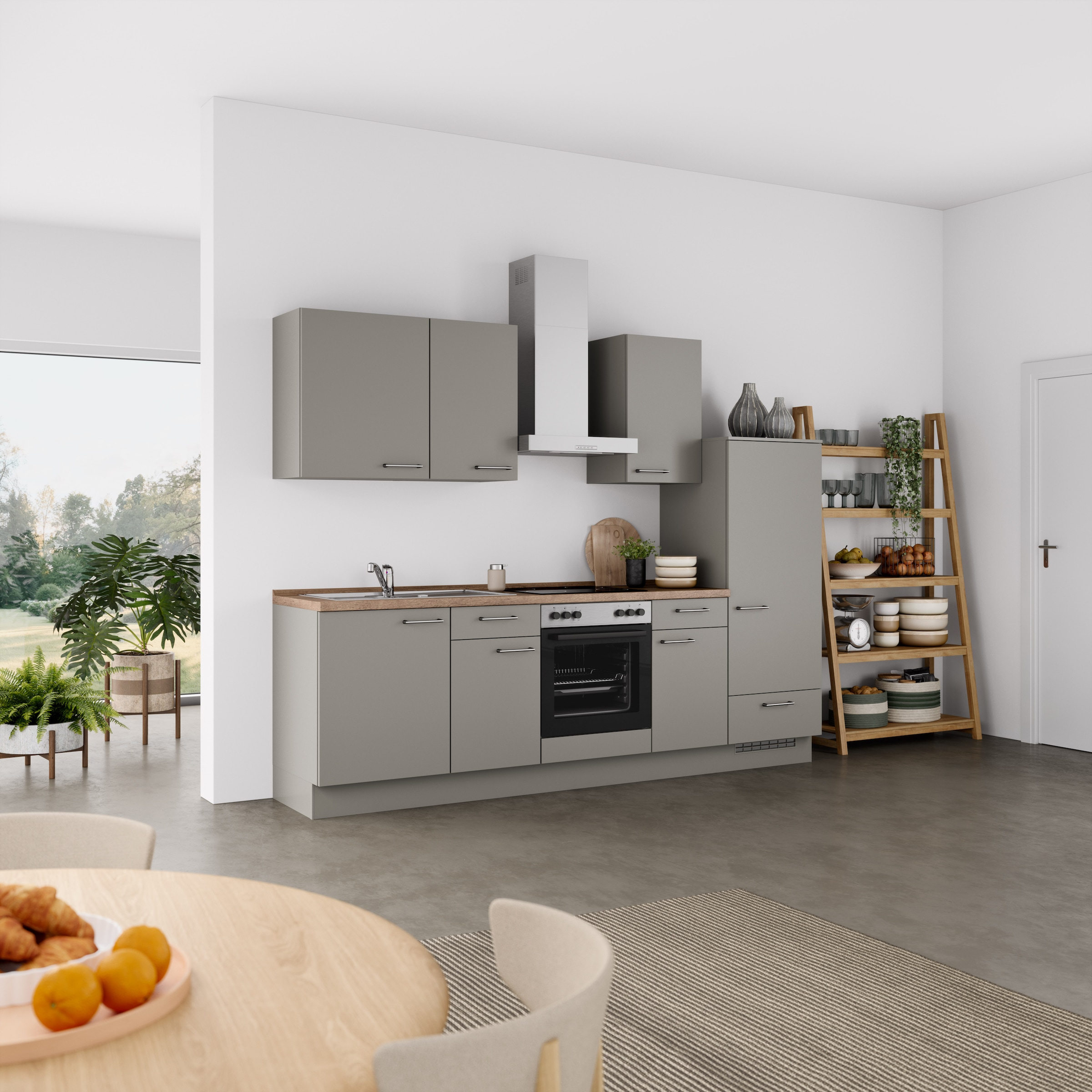 nobilia® Küchenzeile »"Laser I"«, vormontiert, Ausrichtung wählbar, Breite 270 cm, wahlw. mit E-Geräten