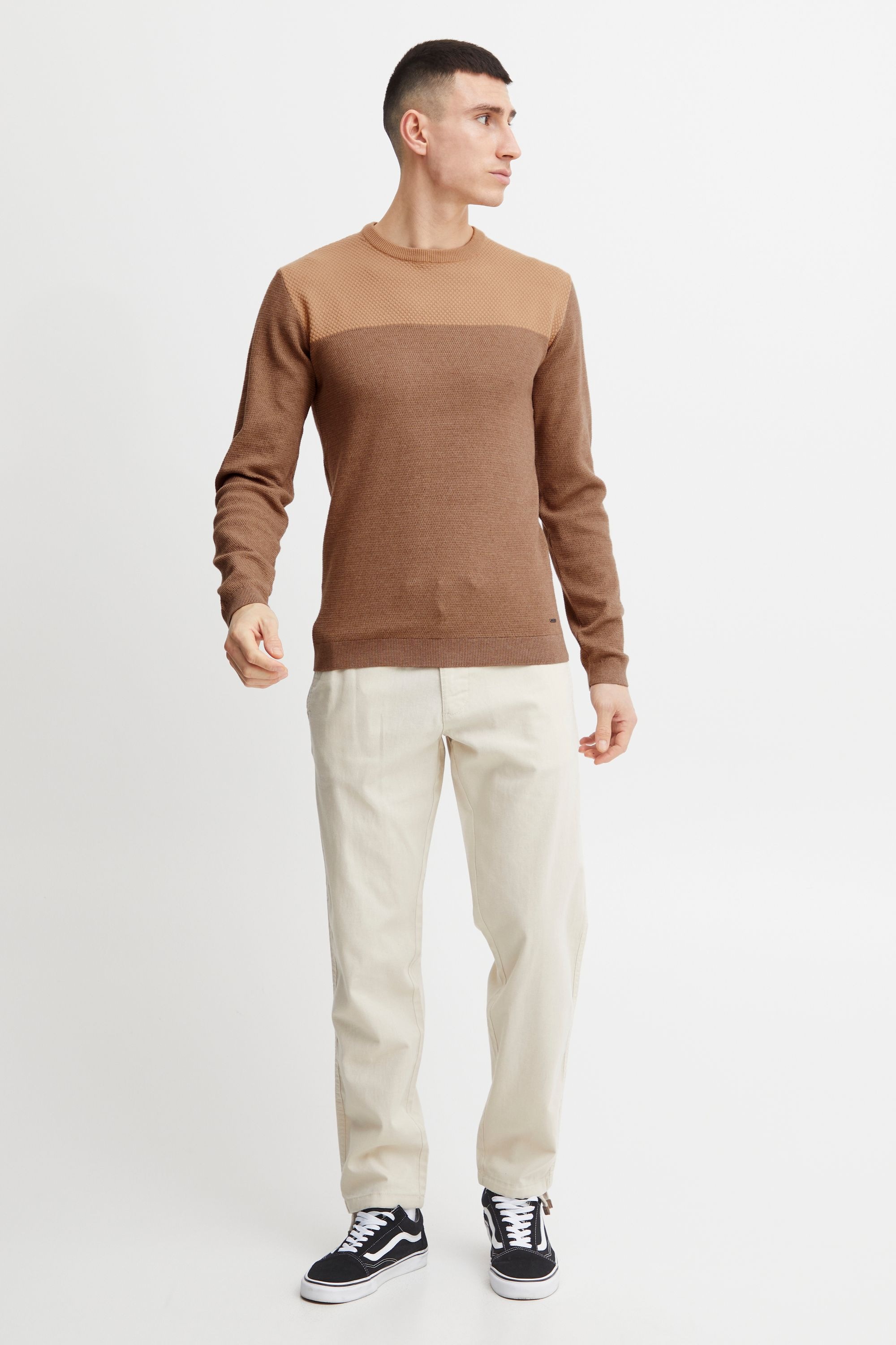 Strickfleece-Pullover INDICODE "Strickpullover IDLabel", Herren, Gr. XXL, beige (cornstalk), Obermaterial: 80% Baumwolle CO. 20% Polyamid PA., Pullover 2