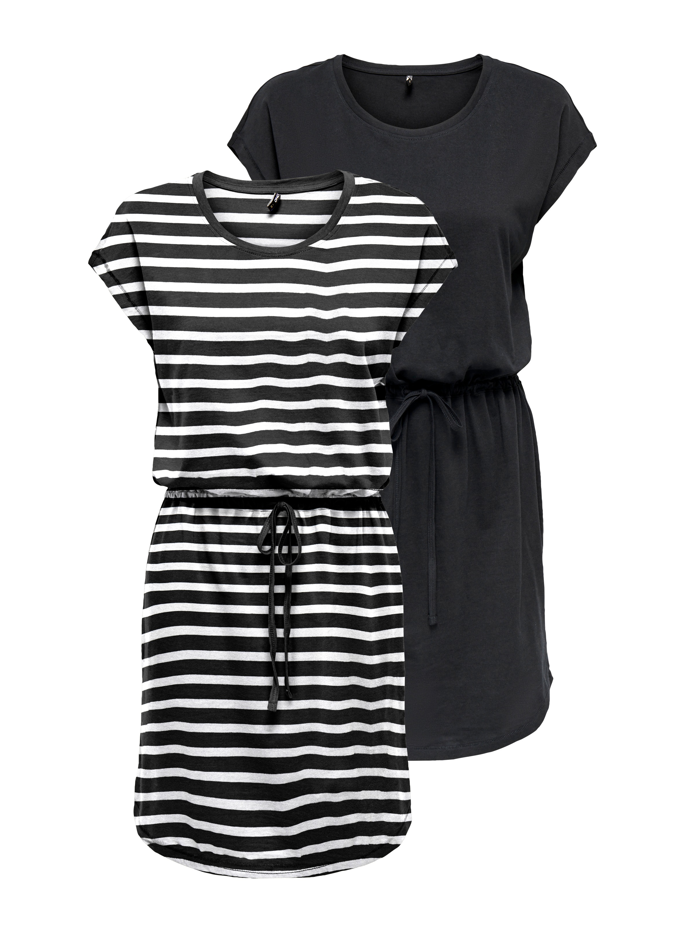 ONLY Shirtkleid »ONLMAY LIFE S/S DRESS 2 PACK CS JRS« 2er-Pack,  Baumwolle, regular fit, Rundhals