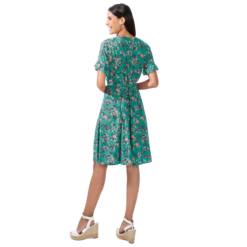 Damenmode Kleider A-Linien-Kleid »Druck-Kleid« smaragd-gemustert