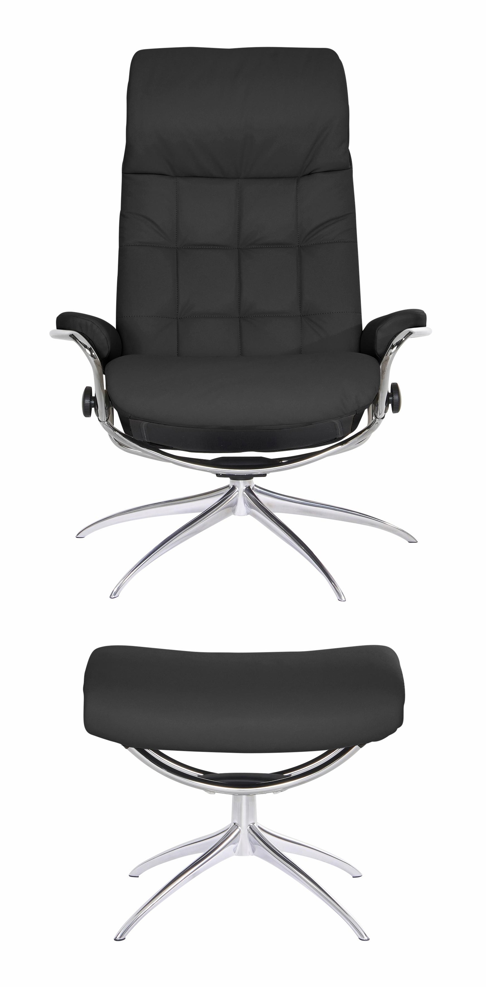 Stressless® Relaxsessel »London«, (Set, Relaxsessel mit Hocker), mit Hocker, High Back, mit Star Base, Gestell Chrom