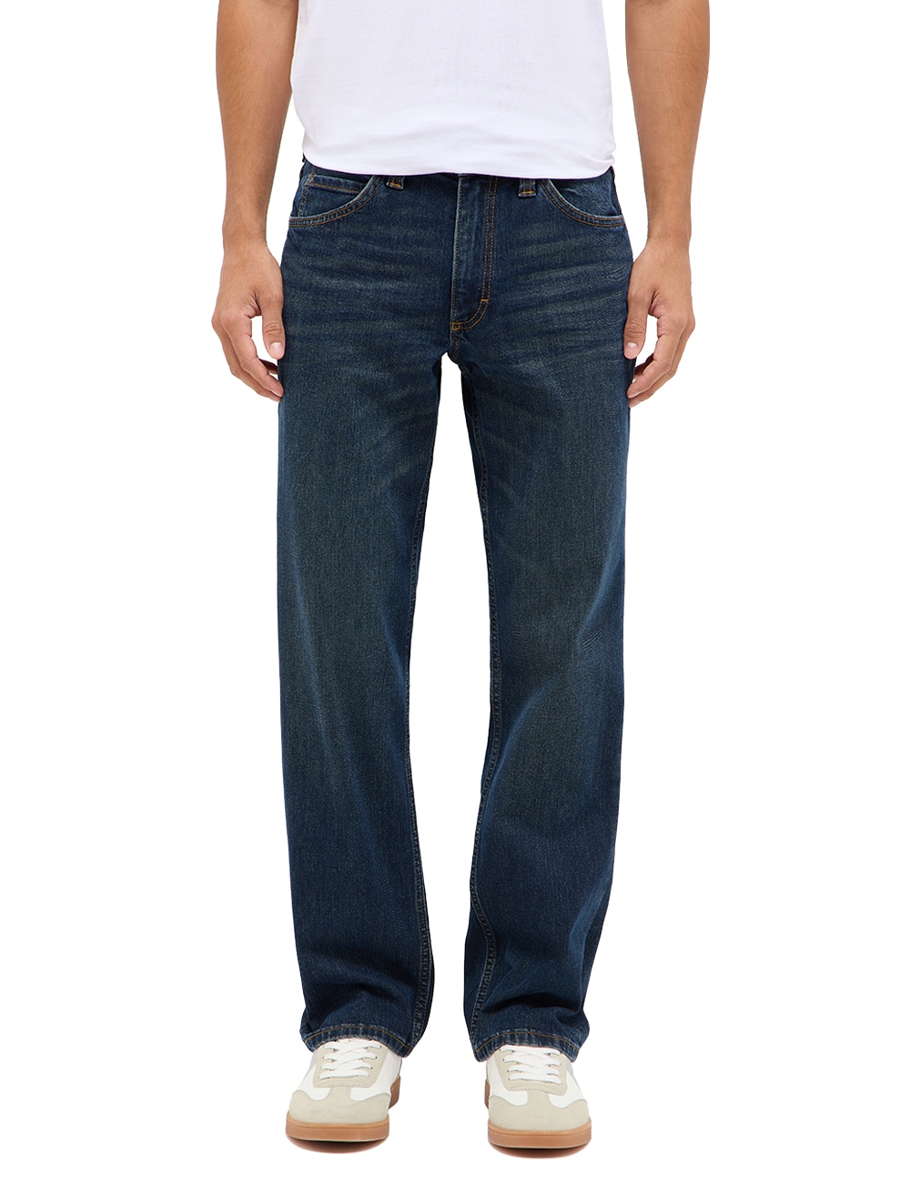 Straight-Jeans MUSTANG "Tramper Straigt", Herren, Gr. 40, Länge 30, dunkelblau 883, Denim/Jeans, Obermaterial: 99% Baumwolle, 1% Elasthan, straight fit, Jeans Straight-Jeans