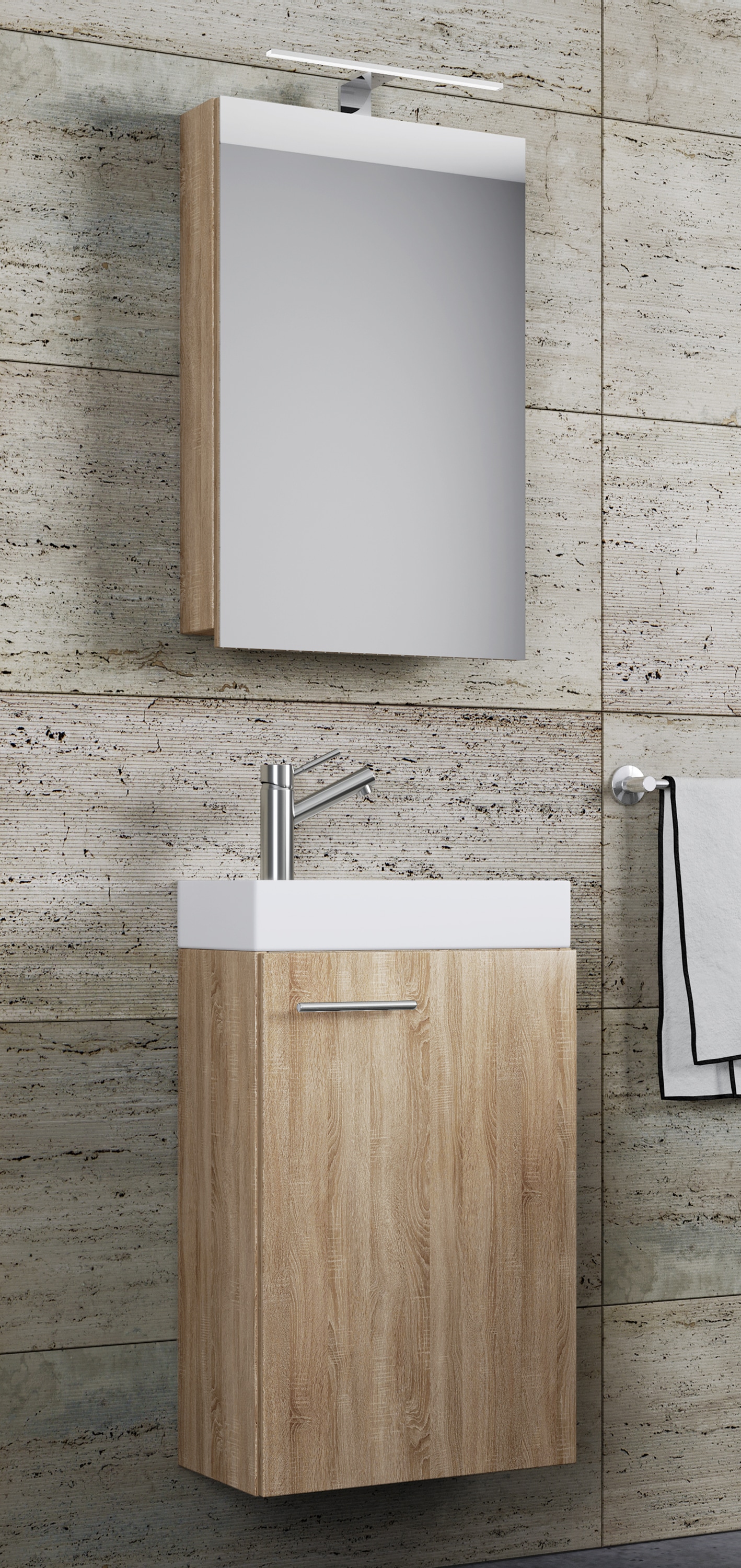 VCM Waschbeckenunterschrank »VCM 3-tlg Set | Waschplatz für Gäste WC | Gästebad | Waschtisch | Badezimmer Set - Slito SC«, (3 St.)