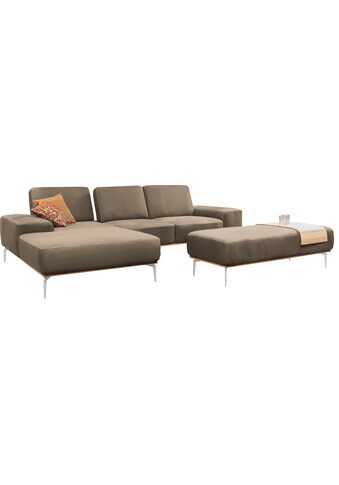 Ecksofa »run«, mit elegantem Holzsockel, Füße in Chrom glänzend, Breite 279 cm