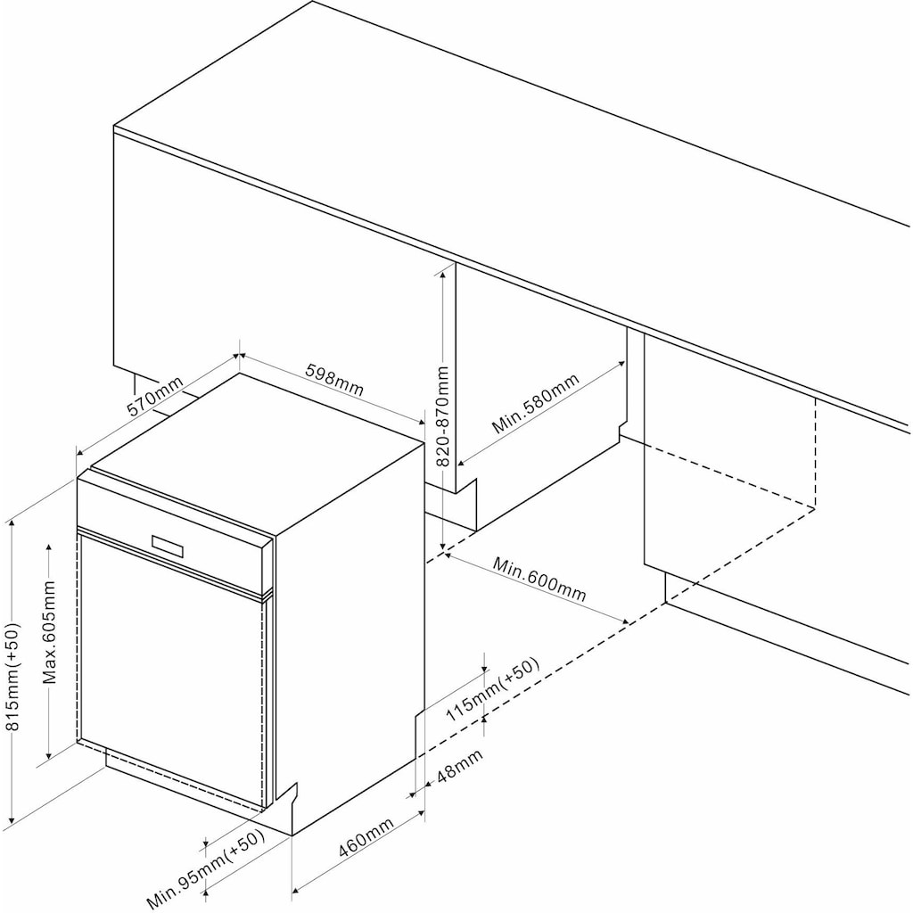 Amica teilintegrierbarer Geschirrspüler »EGSP 14797-1 E«, EGSP 14797-1 E, 12 Maßgedecke