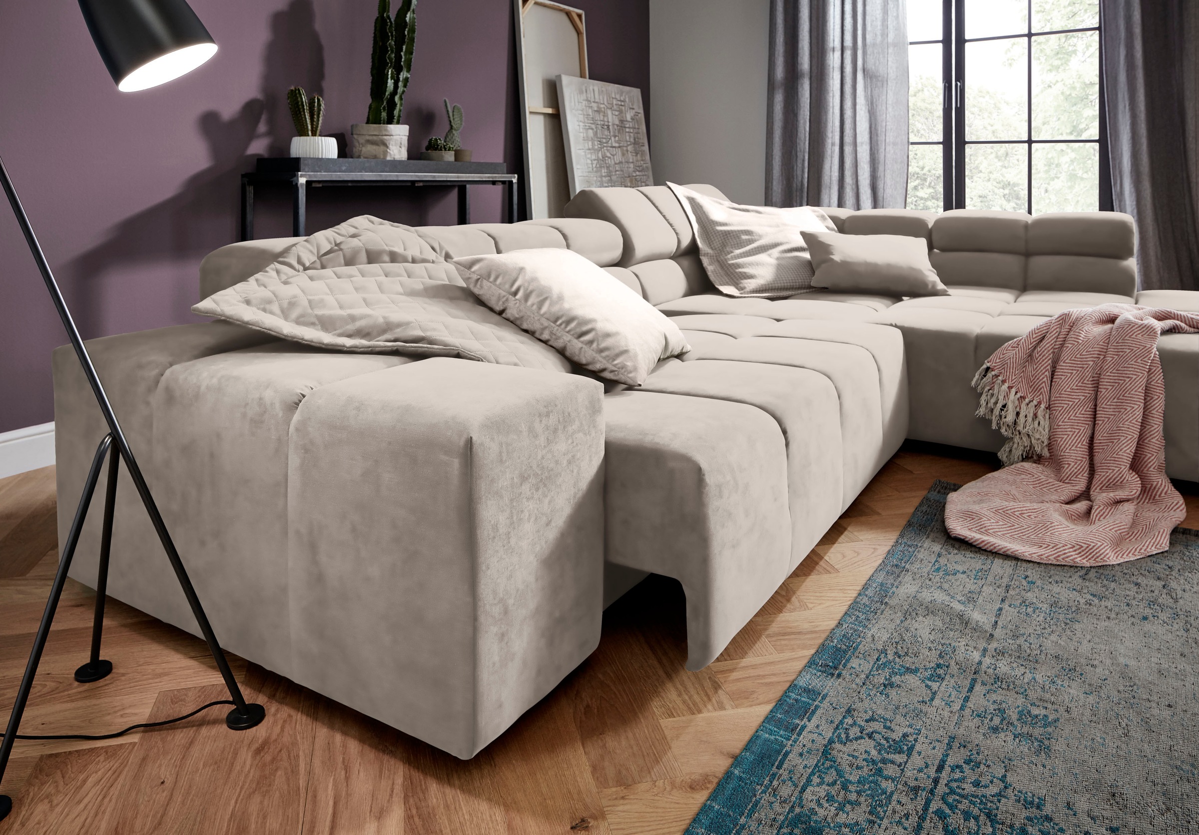 INOSIGN Ecksofa »Ancona incl. Kopfteilverstellung, OTTOs Choice, Breite 319cm, L-Form«, wahlweise motorische Sitztiefenverstellung, auch in Cord + Easy Care