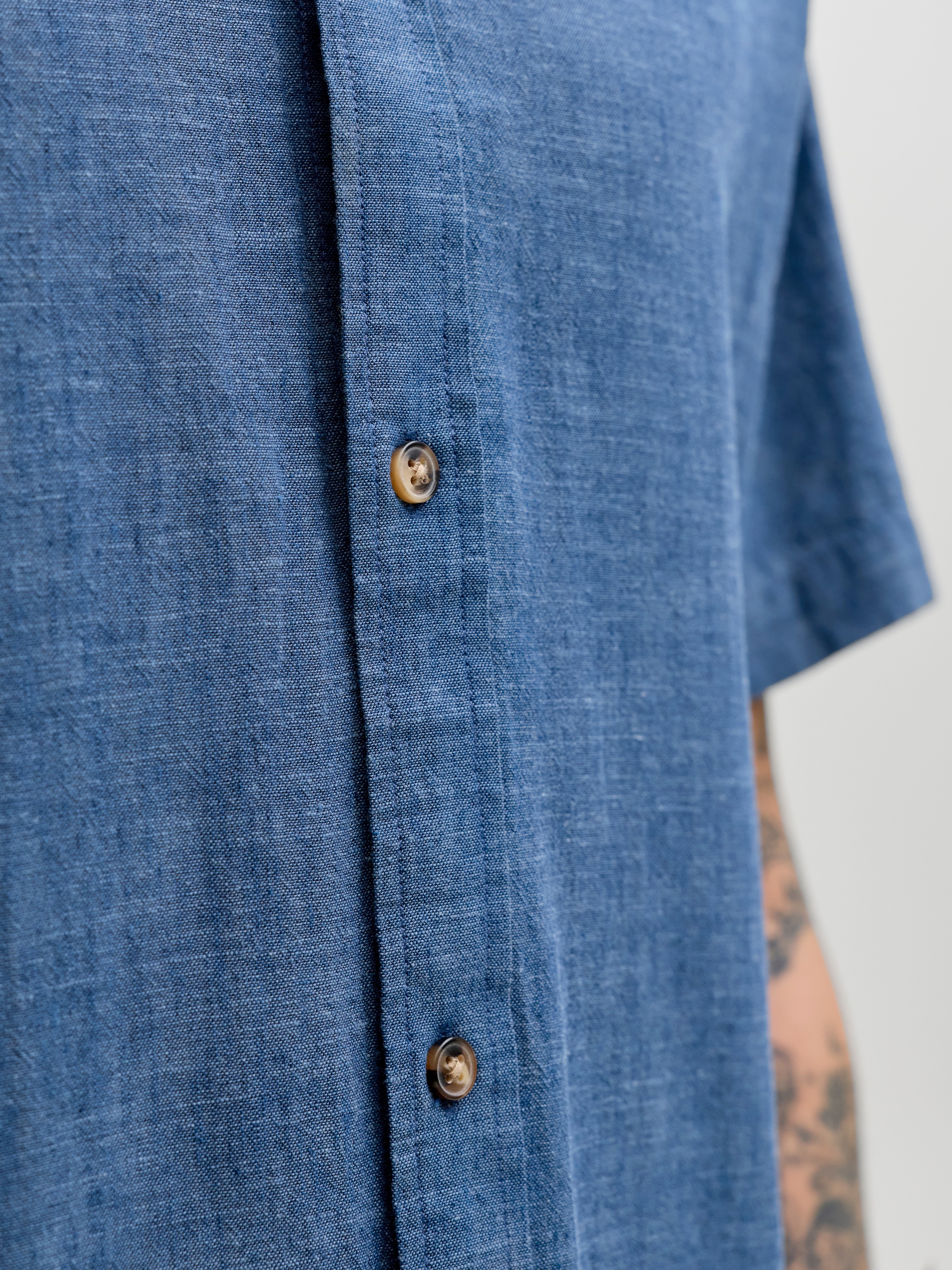 Jack & Jones Summer Linen Navy Short Sleeve Shirt S 3