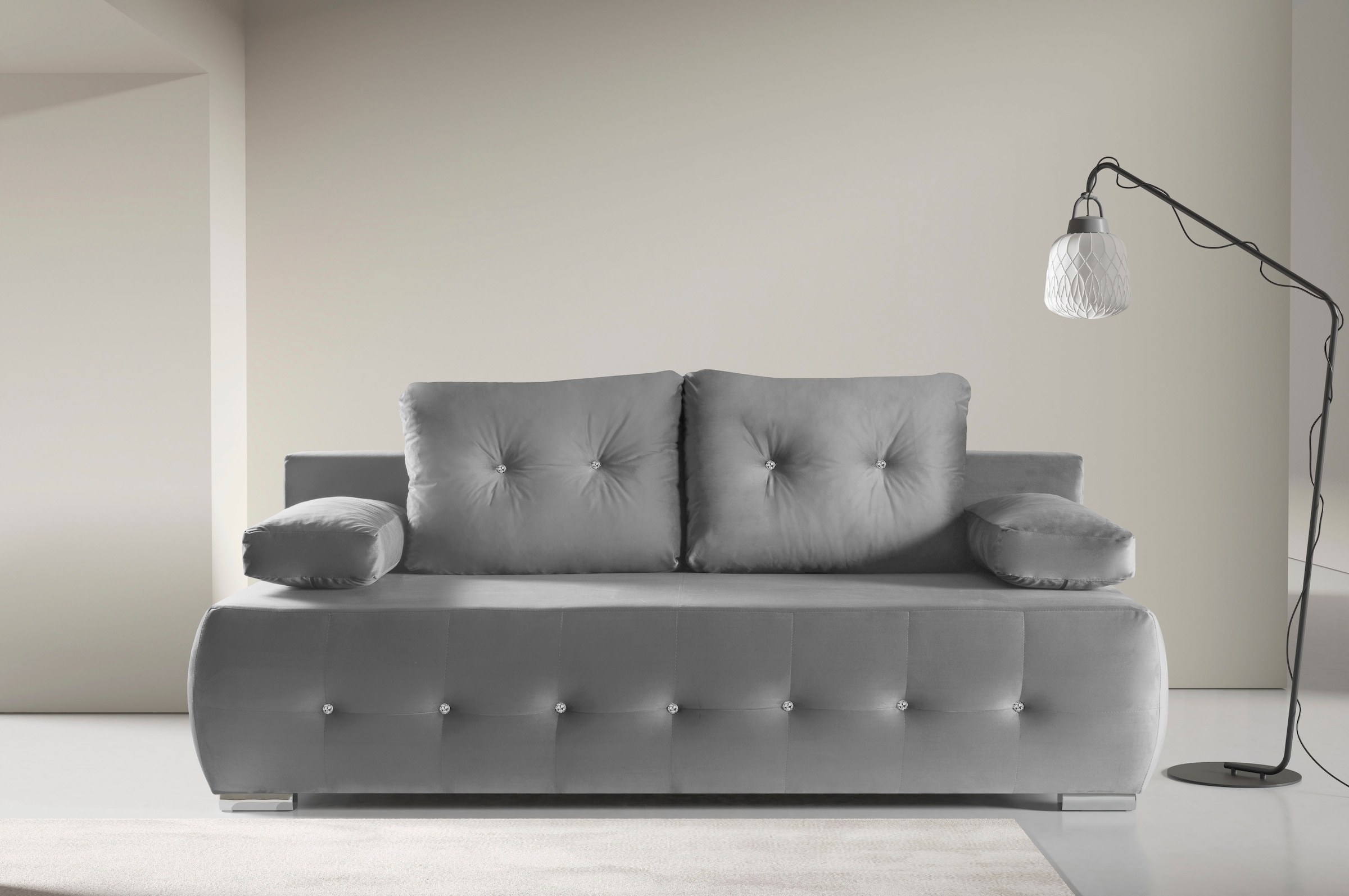 WERK2 Schlafsofa "Monaco Design Bettsofa, pflegeleichter Samtoptik Bezug, B günstig online kaufen