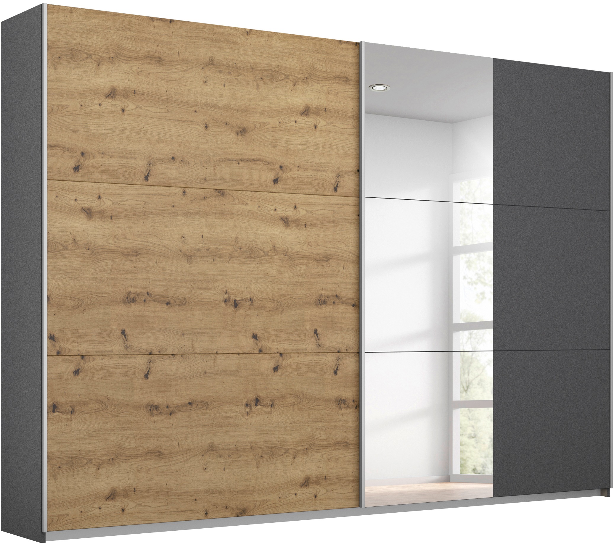 rauch Schwebetürenschrank "Kleiderschrank Schrank Garderobe AURELIO" 3 Ausstattungen BASIC/CLASSIC/PREMIUM (inkl. SOFT-CLOSE-FUNKTION), zeitloses Design, viele Farben, Breiten 175/218/261 cm MADE IN GERMANY