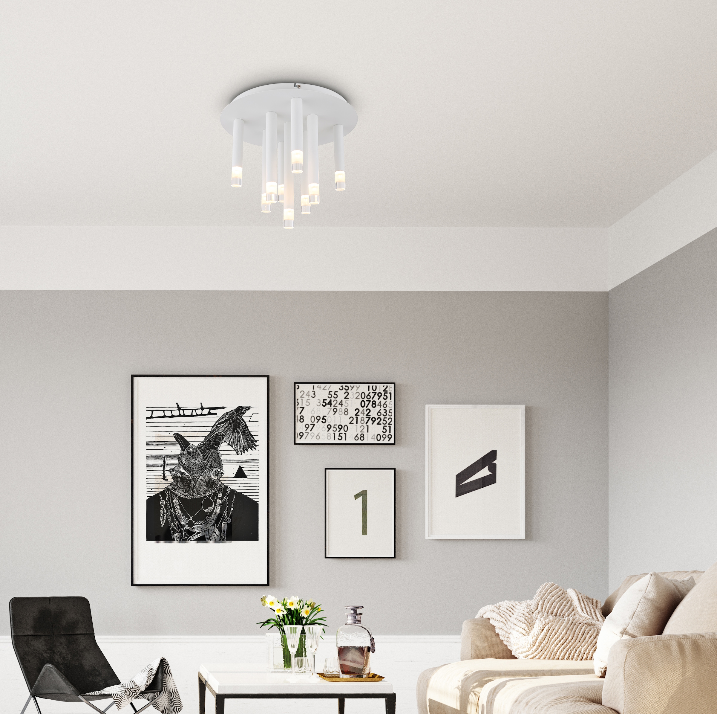 GLOBO LIGHTING Deckenleuchte »RYAN«, Leuchtmittel G9 | ohne Leuchtmittel, Deckenlampe/Stäbe/Metall/Wohnzimmer/Essbereich/Acryl satiniert