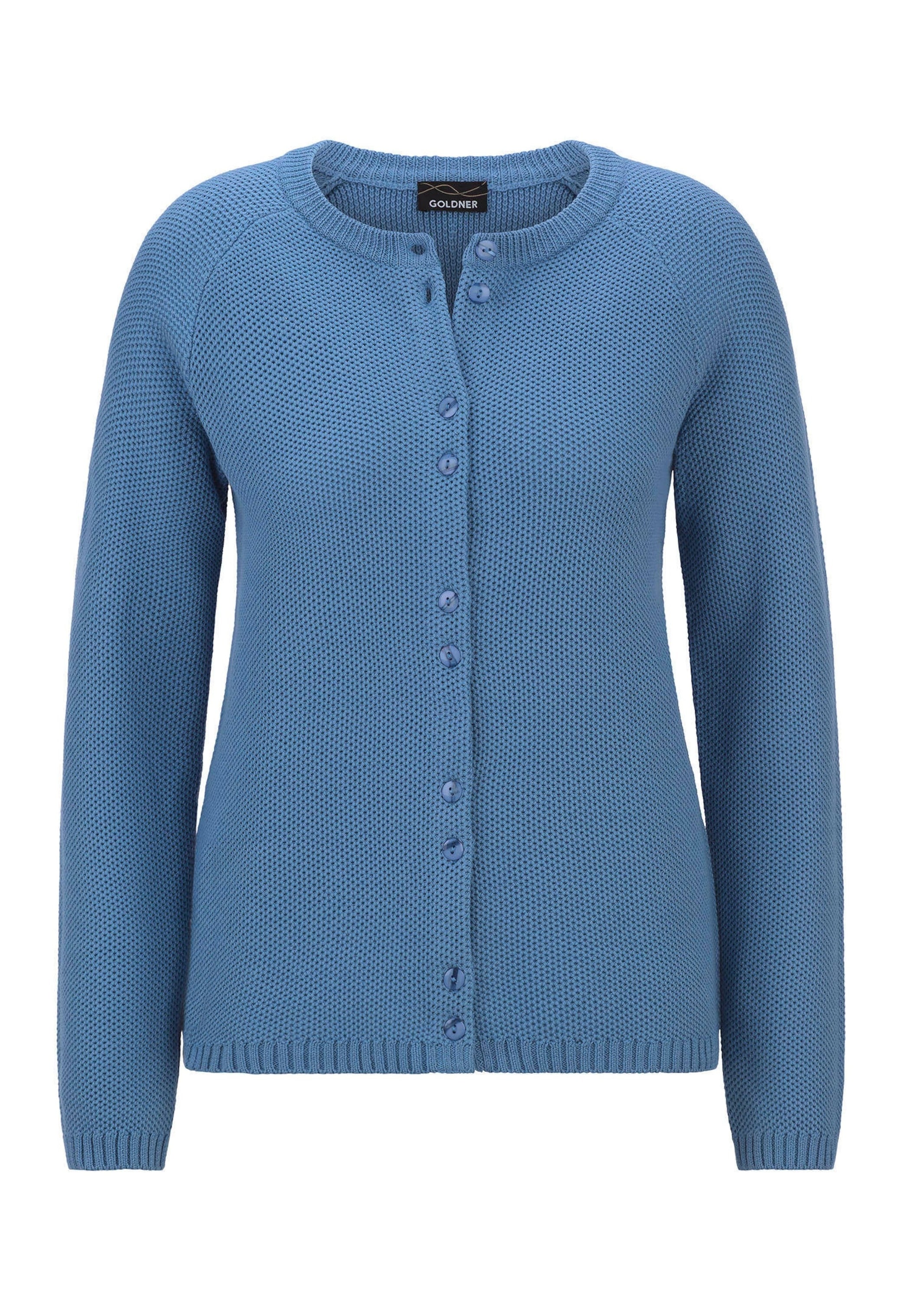 GOLDNER Strickjacke "Cardigan aus Baumwolle, Rundhals" Piqué-Optik