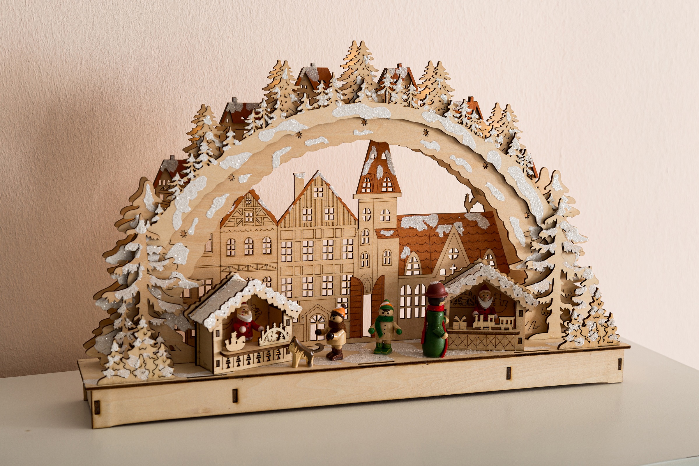 Myflair Möbel & Accessoires LED Schwibbogen »Weihnachtsdeko«, aus Holz, mit LED Beleuchtung, Höhe ca. 28 cm