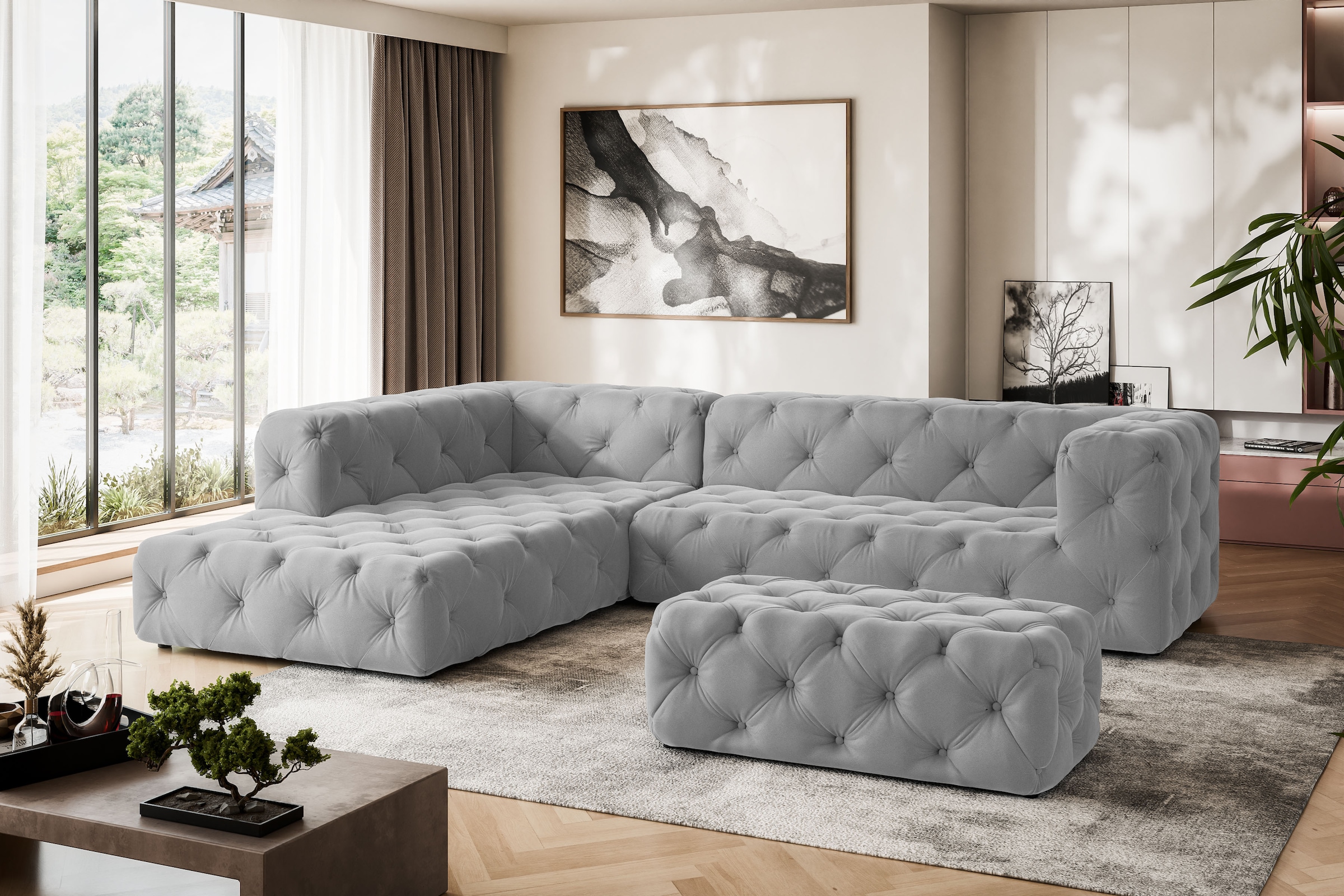 Places of Style Ecksofa "FOLLINA", L-Form, mit klassischer Chesterfield-Kno günstig online kaufen