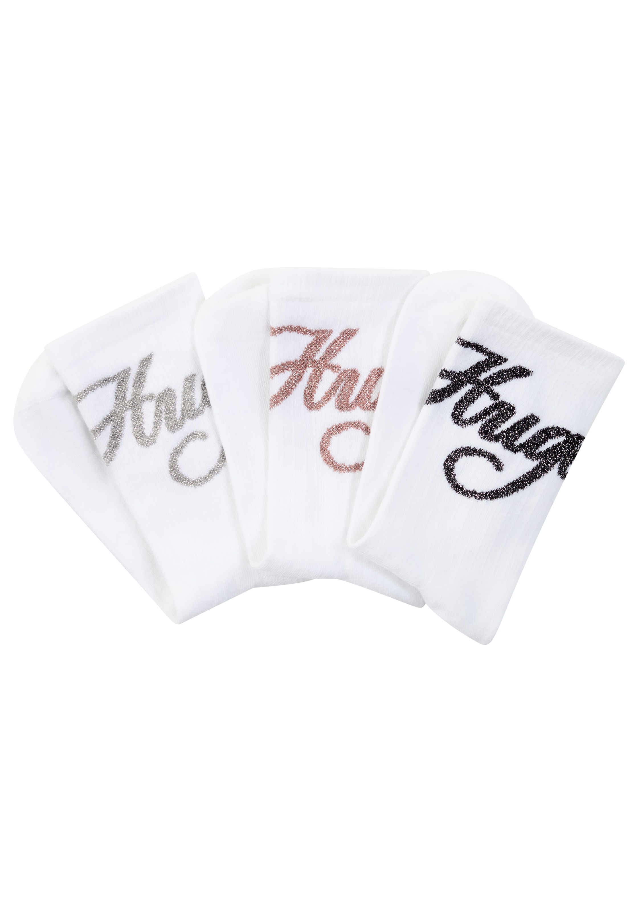 HUGO Underwear Socken, (3 Paar), mit schimmerden Logo