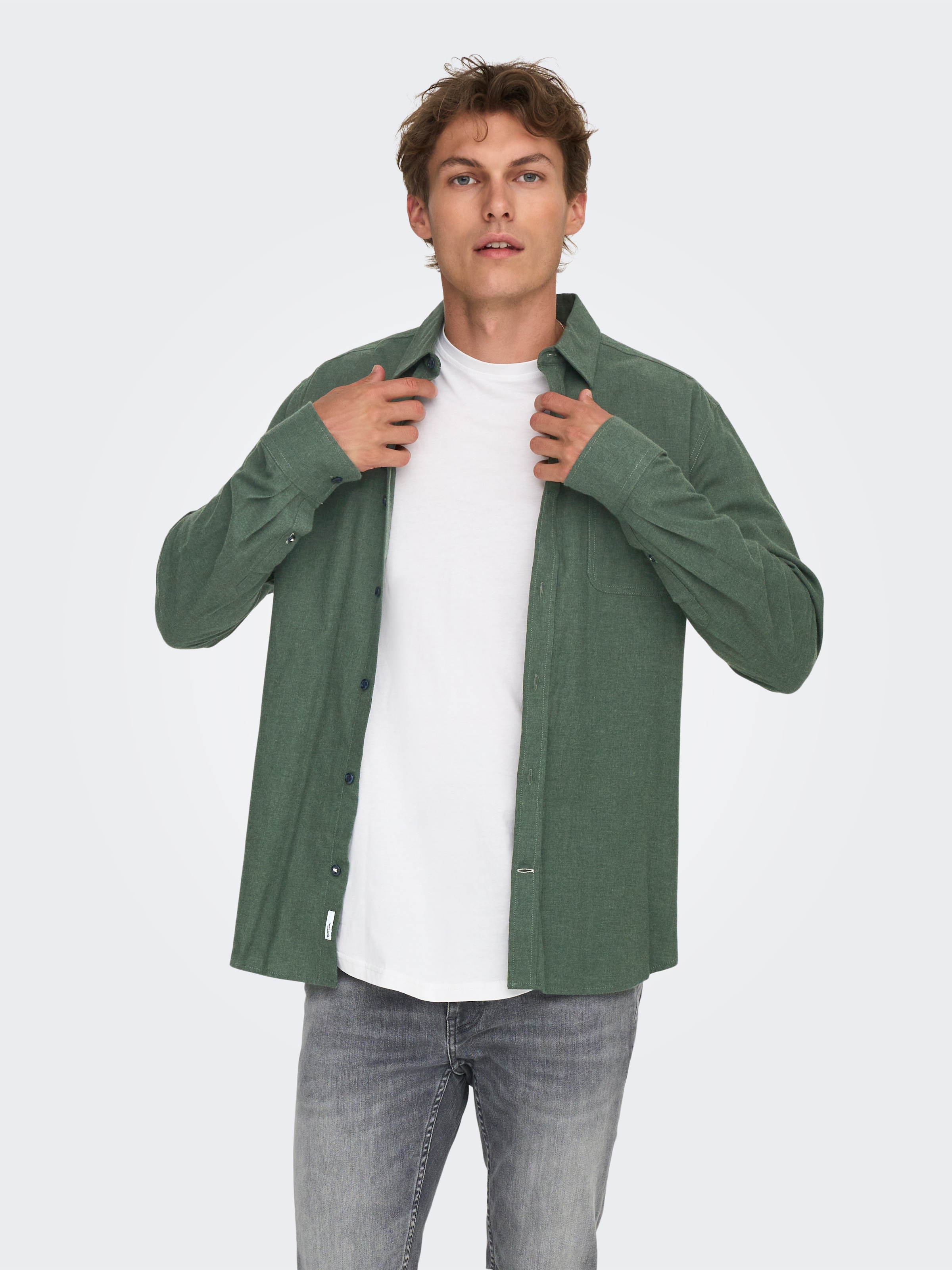 ONLY & SONS Langarmhemd "ONSROAD LIFE REG MELANGE LS SHIRT NOOS" günstig online kaufen